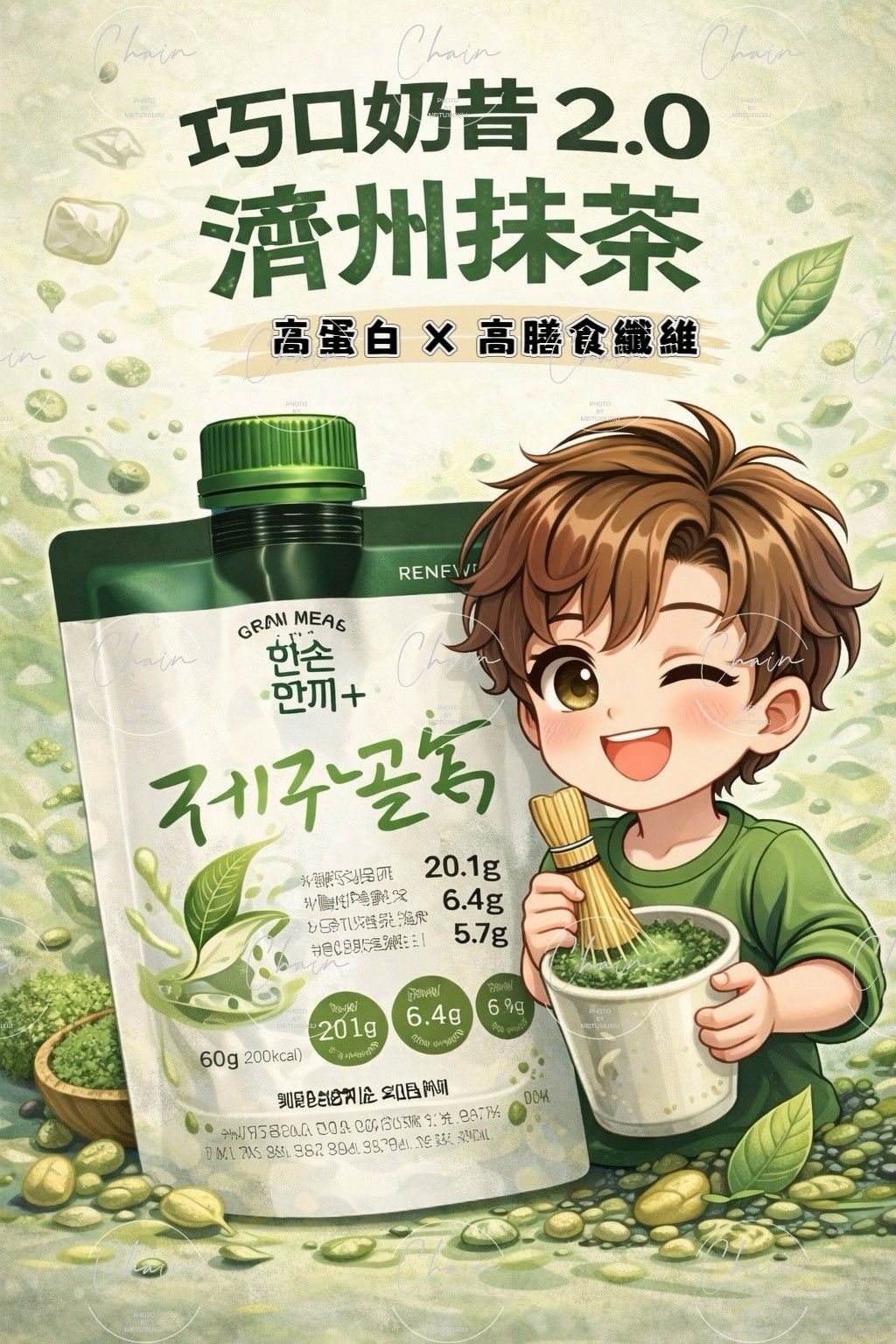 RENEWPHY 巧口奶昔 2.0｜濟州抹茶口味｜高蛋白 × 高膳食纖維｜即沖即飲