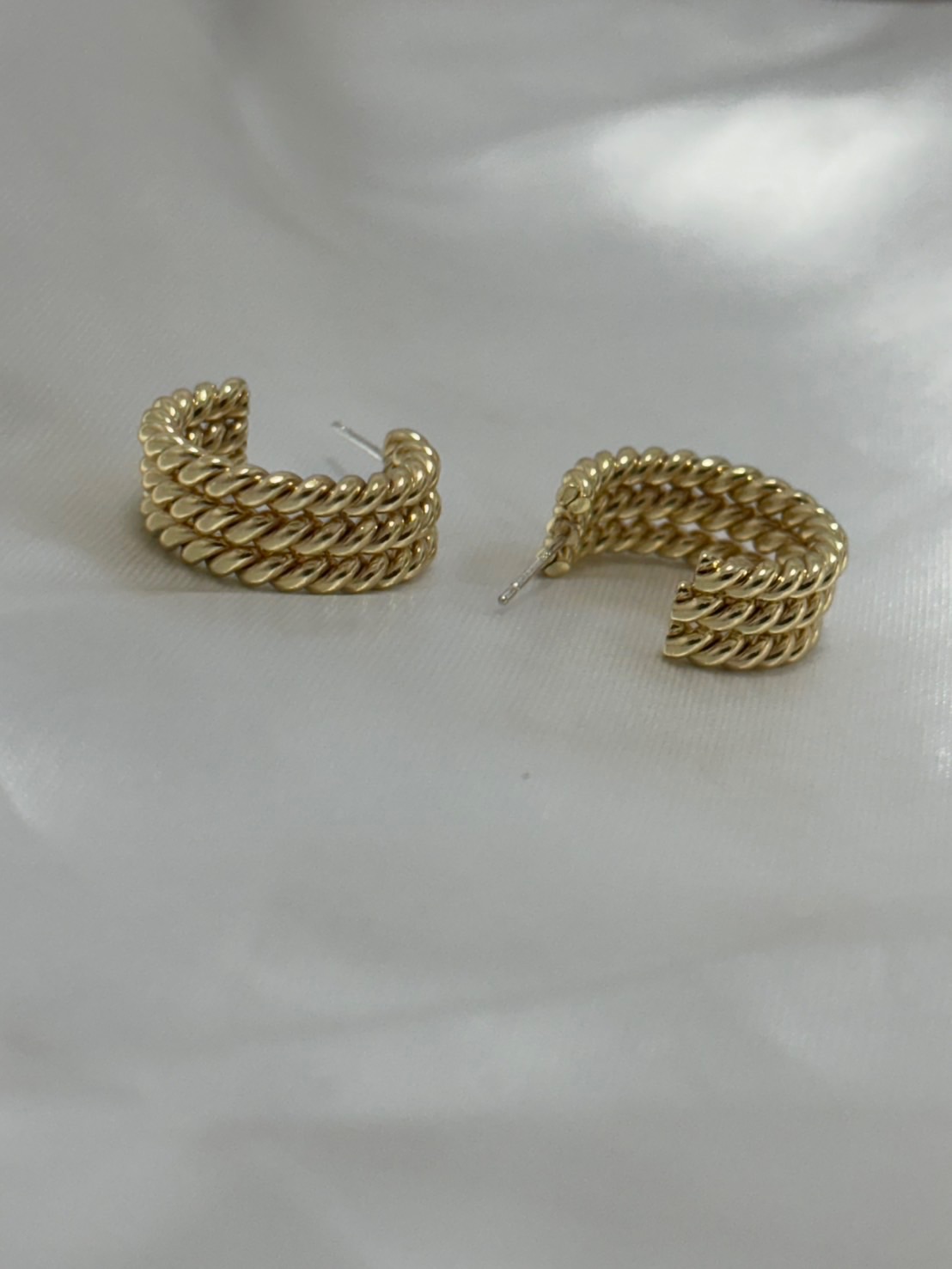 925銀｜復古時尚麻花耳環