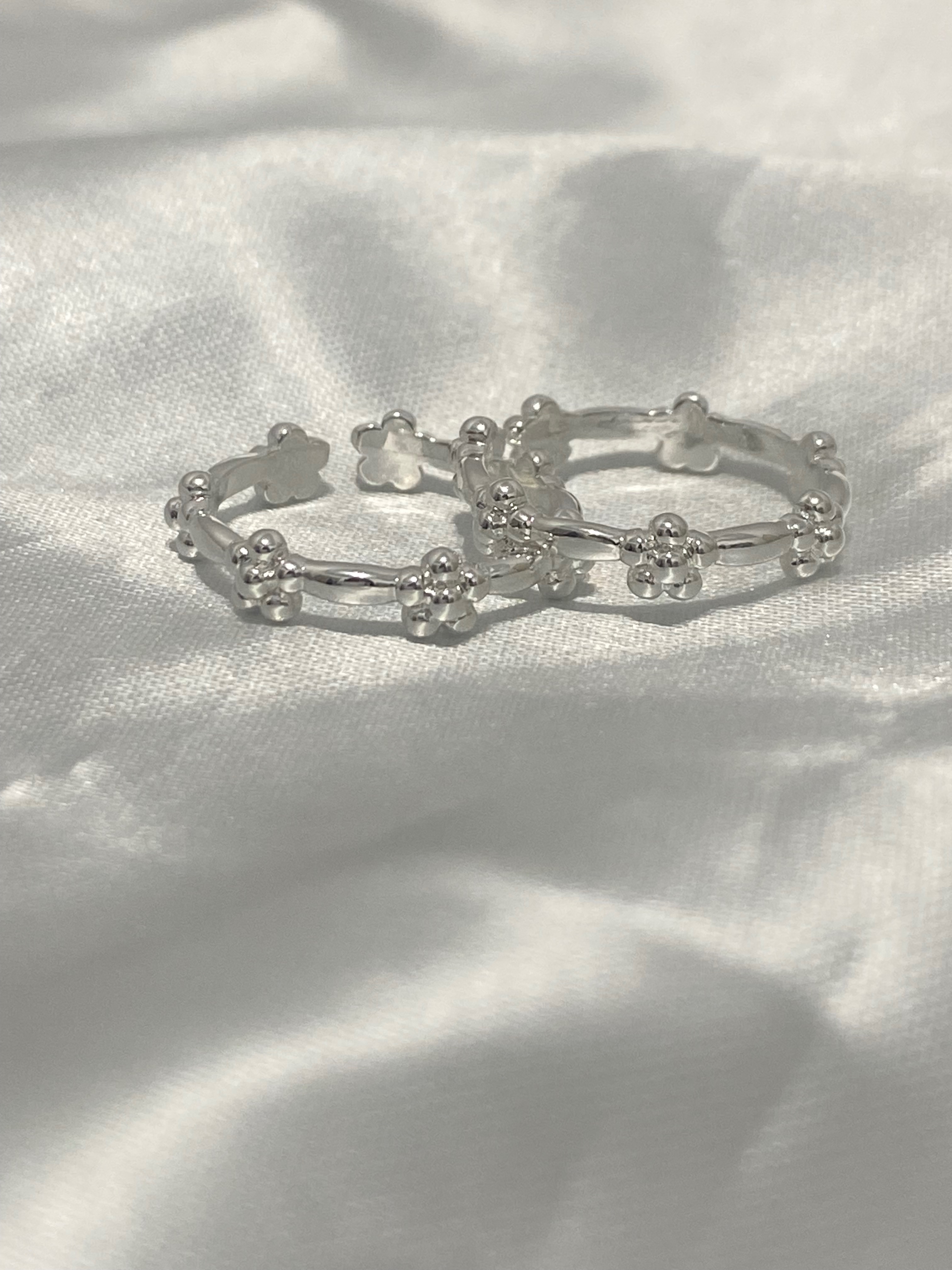 925銀｜韓版清新小花環戒指