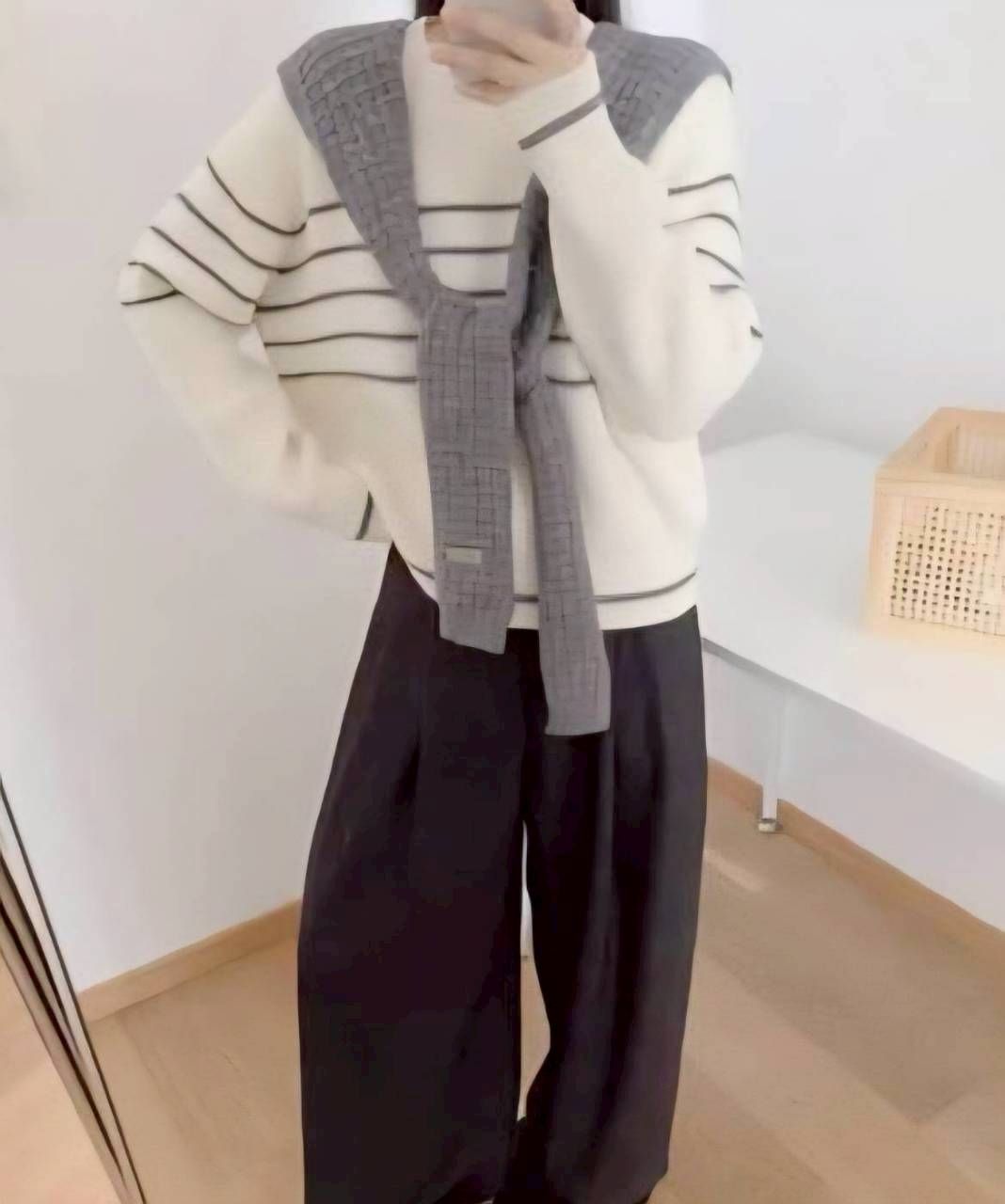 秋冬披肩圓領寬鬆毛衣