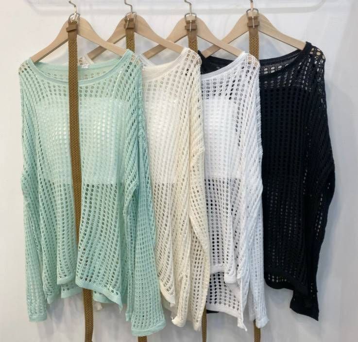 韓系洞洞針織+背心+皮帶