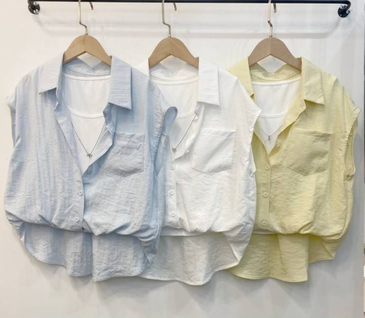 韓系假二件上衣附項鍊