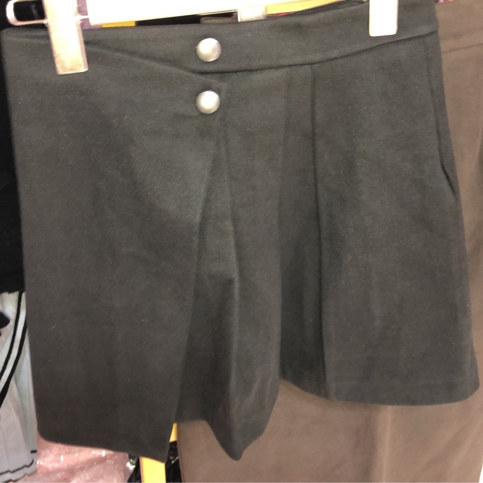 韓系溫柔風 雙扣高腰顯瘦A字裙褲 黑、棕