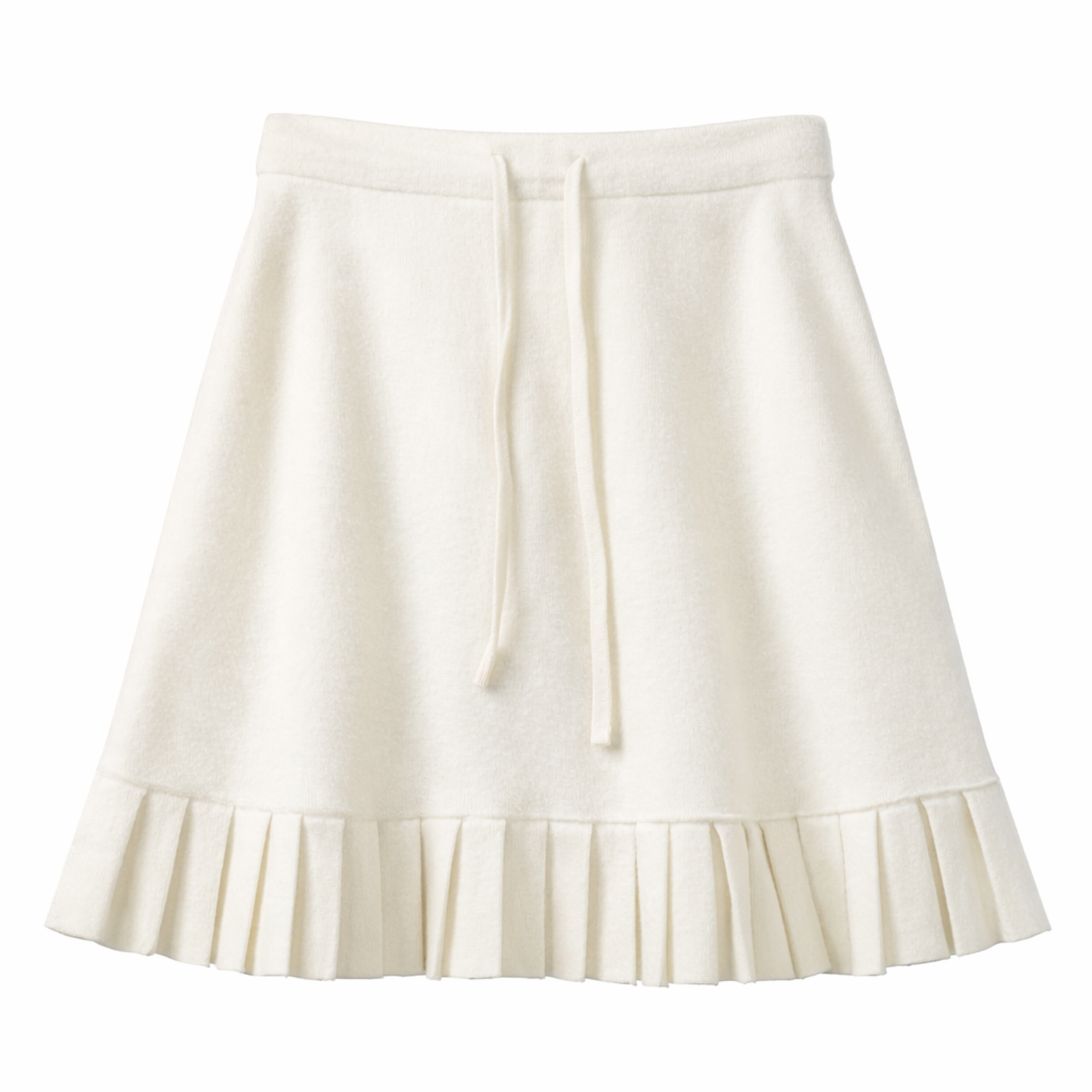 韓系休閒風 抽繩高腰針織百褶裙A字短裙 白、灰