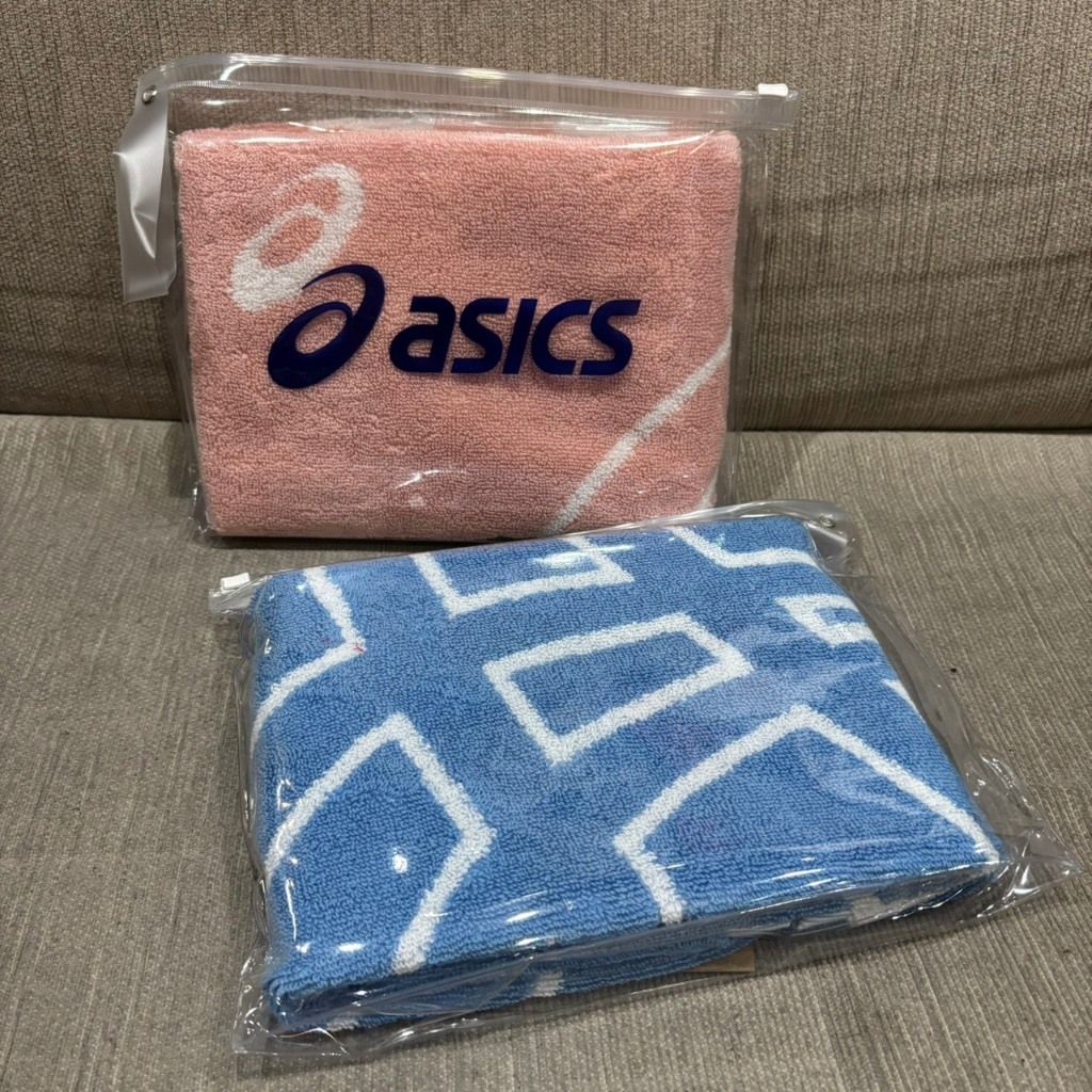 亞瑟士 ASICS 運動毛巾 純棉 純棉毛巾 運動 吸汗 MIT 虎爪LOGO 3033C329 （粉/藍）