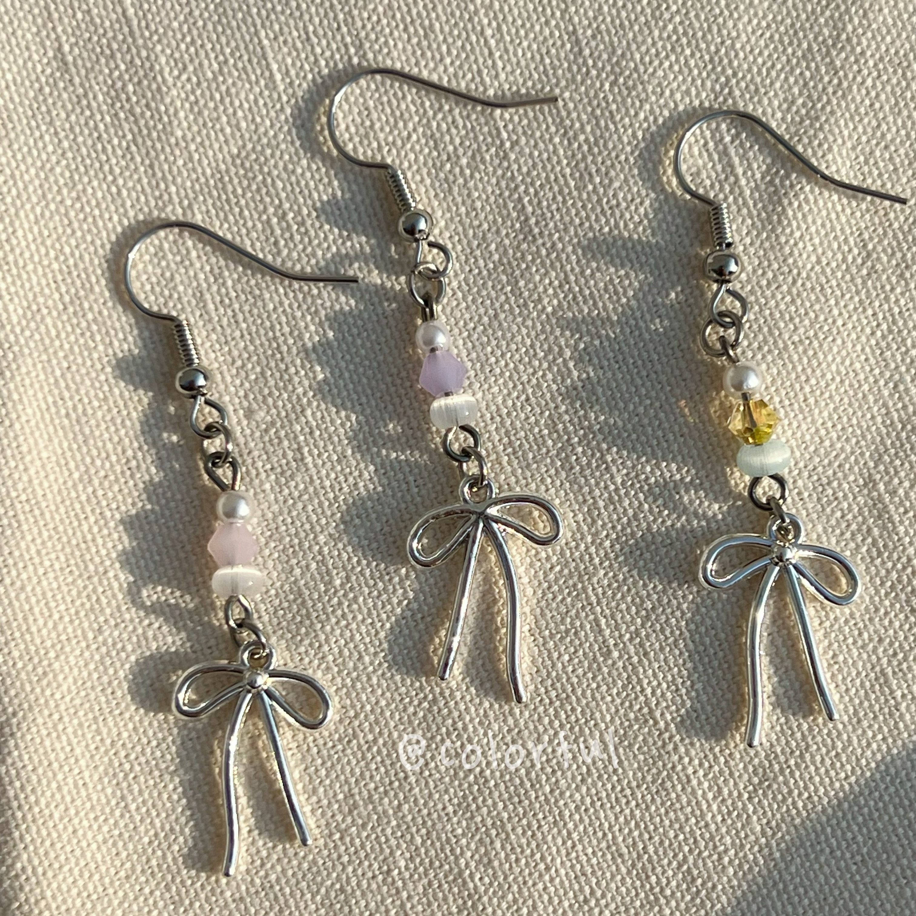 串珠耳環 耳墜 手作 蝴蝶結 ｜ 芭蕾舞女孩⋆. 𐙚 ˚