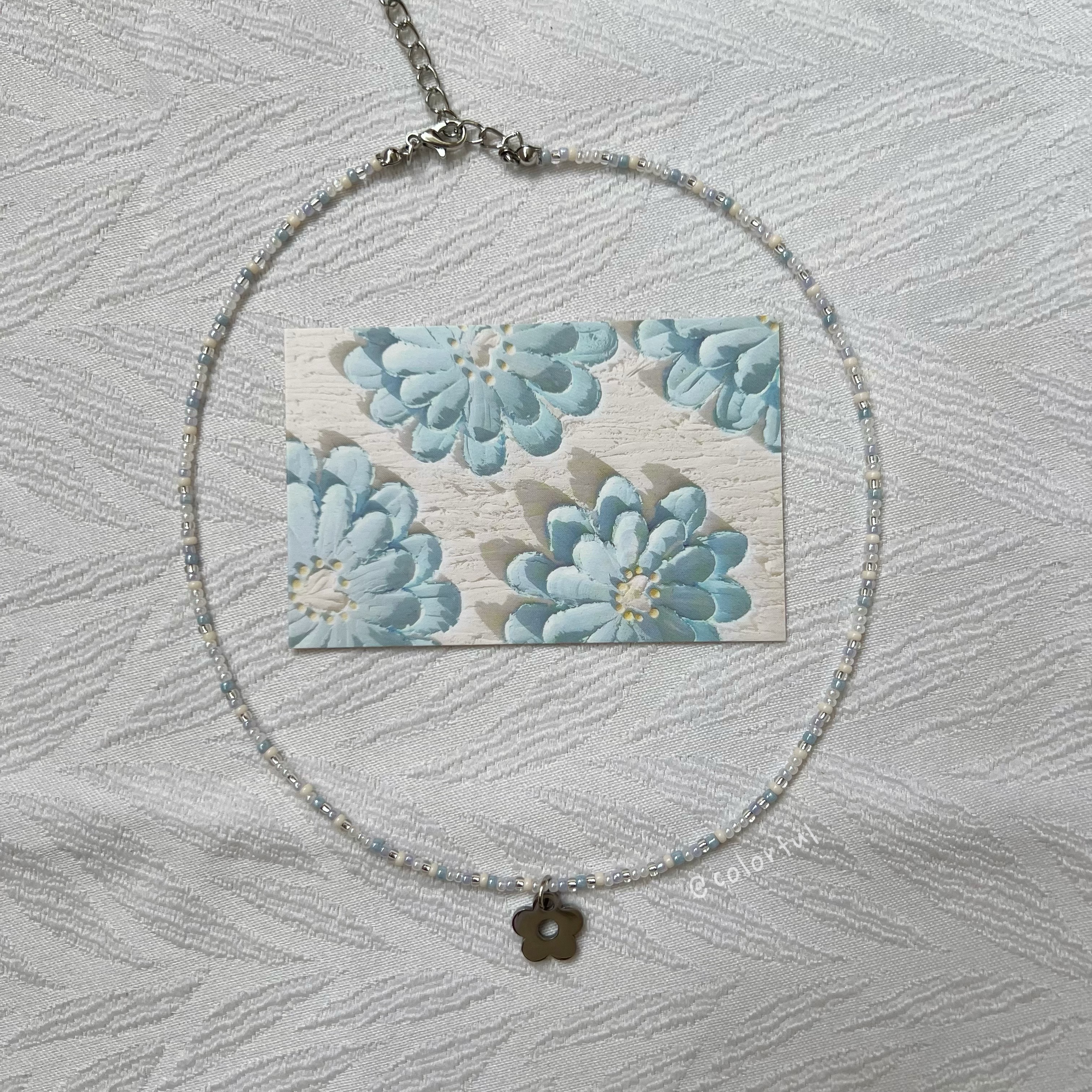 清新 串珠短鏈 花朵｜鹽之花യ ✿