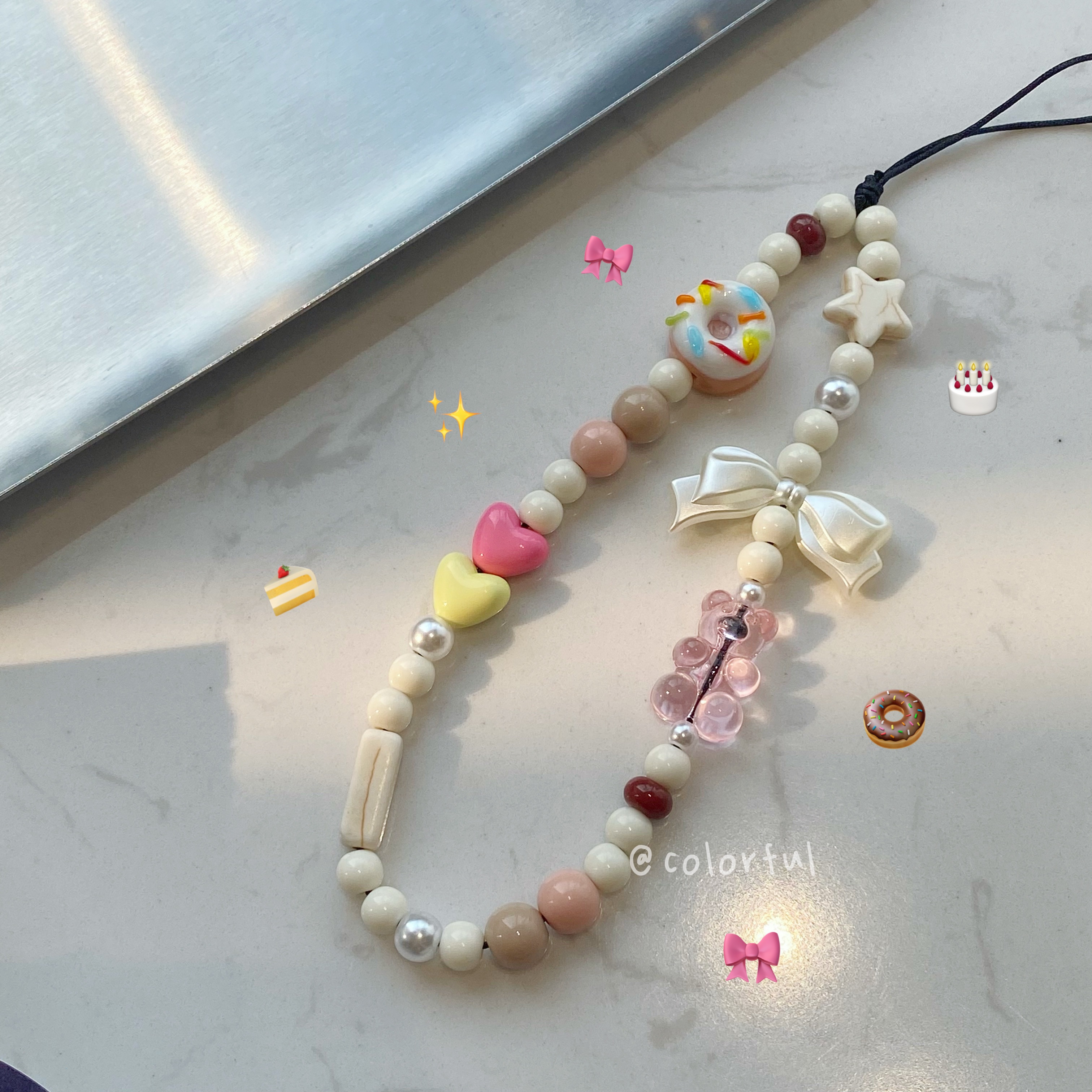串珠手機繩 小熊｜午茶時光🍰🍩