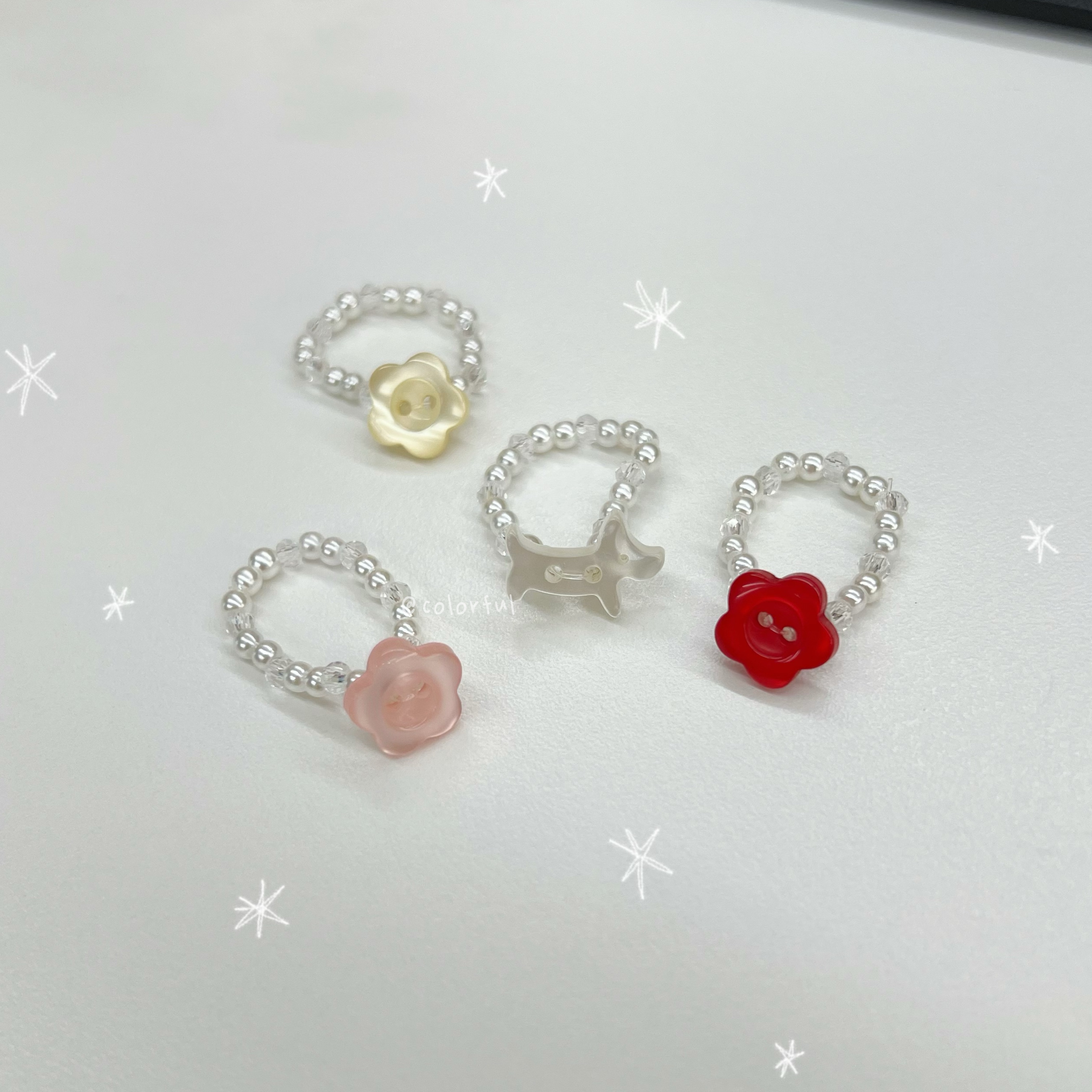 串珠戒指 鈕扣造型 飾品 ｜ 小鈕扣戒指εїз💖