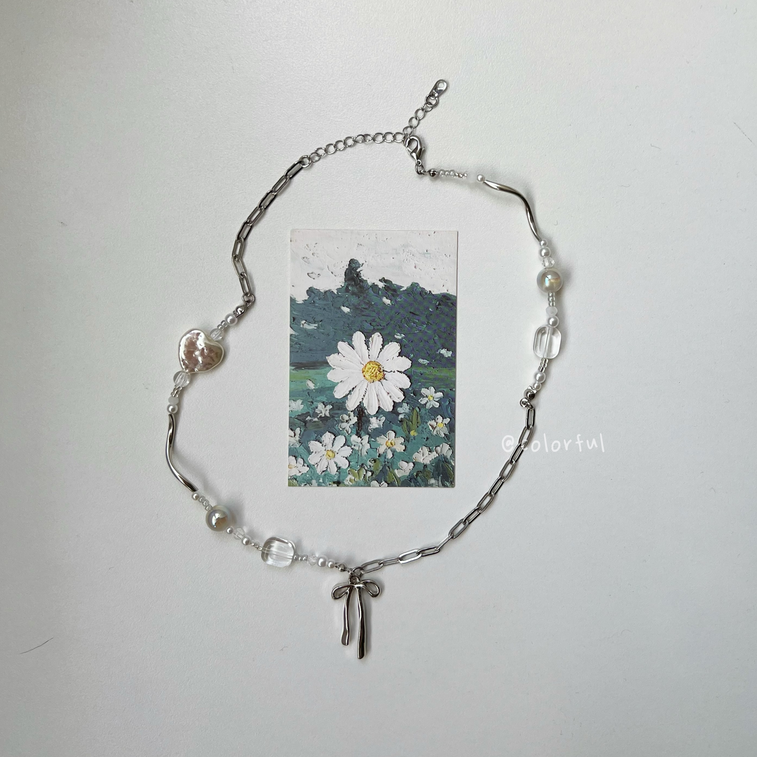 串珠項鍊 手作飾品 蝴蝶結 ｜ 永恆之心°･♡