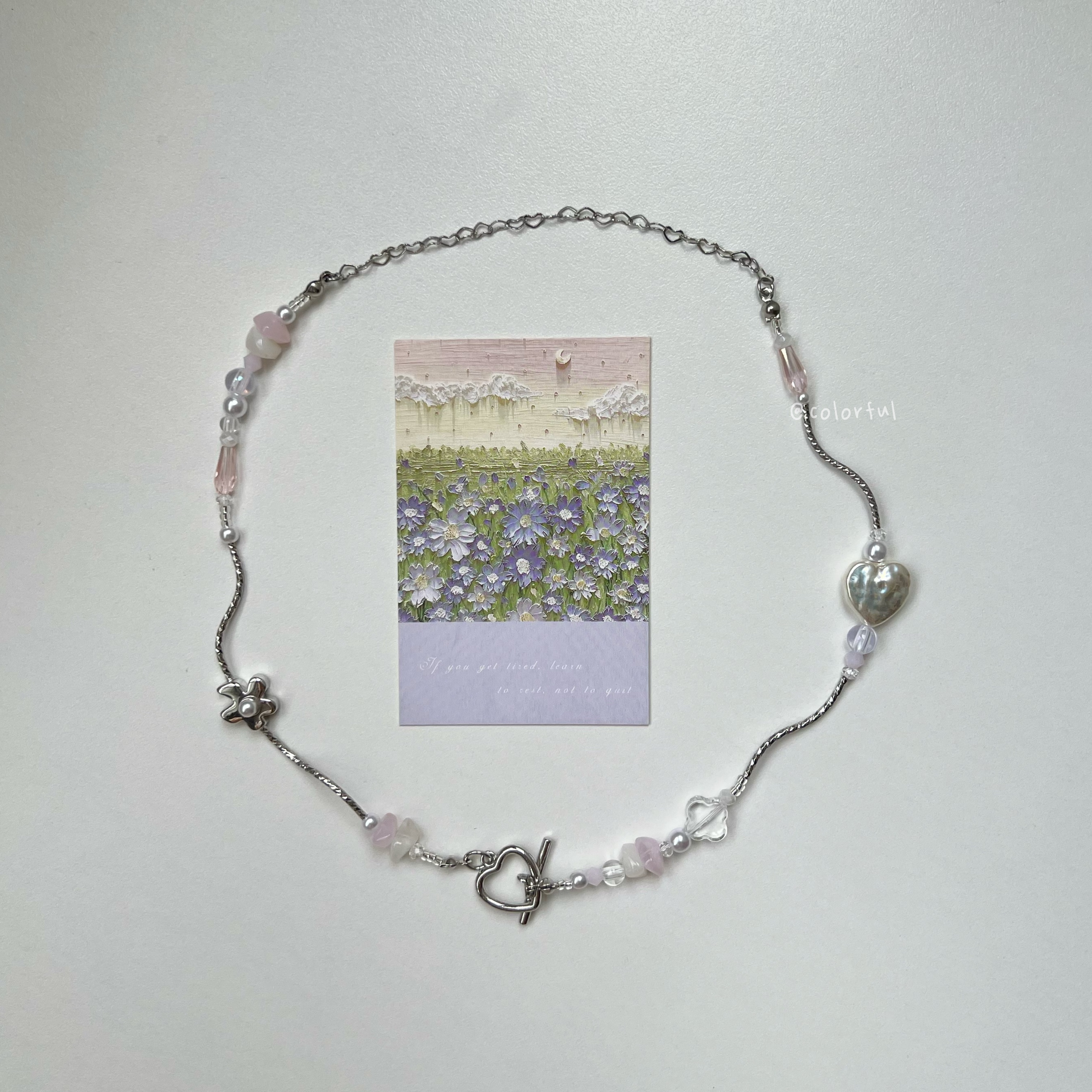 串珠項鍊 愛心 花朵  |  初綻യ. ✿