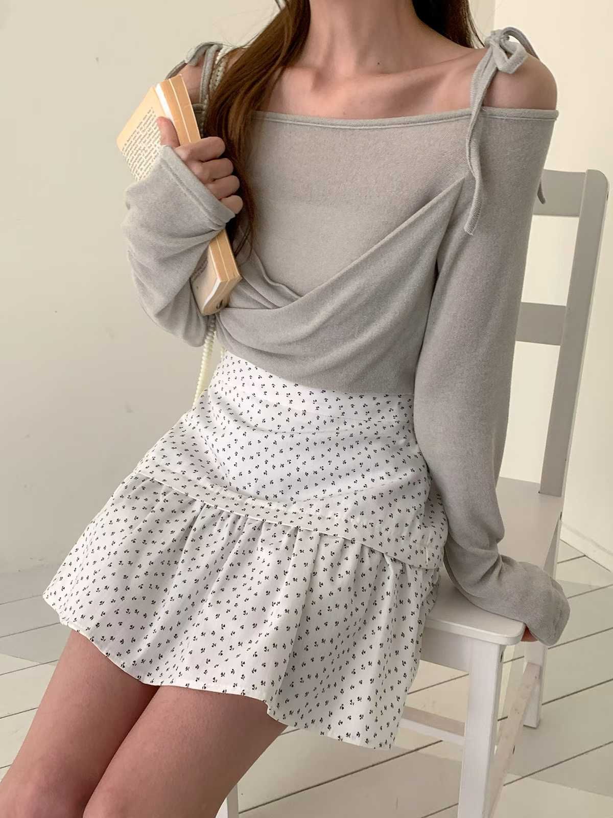 ʏᴜɴᴀ’s ·正韓代購🇰🇷霧感垂墜☁️層次感一字領綁帶長袖上衣