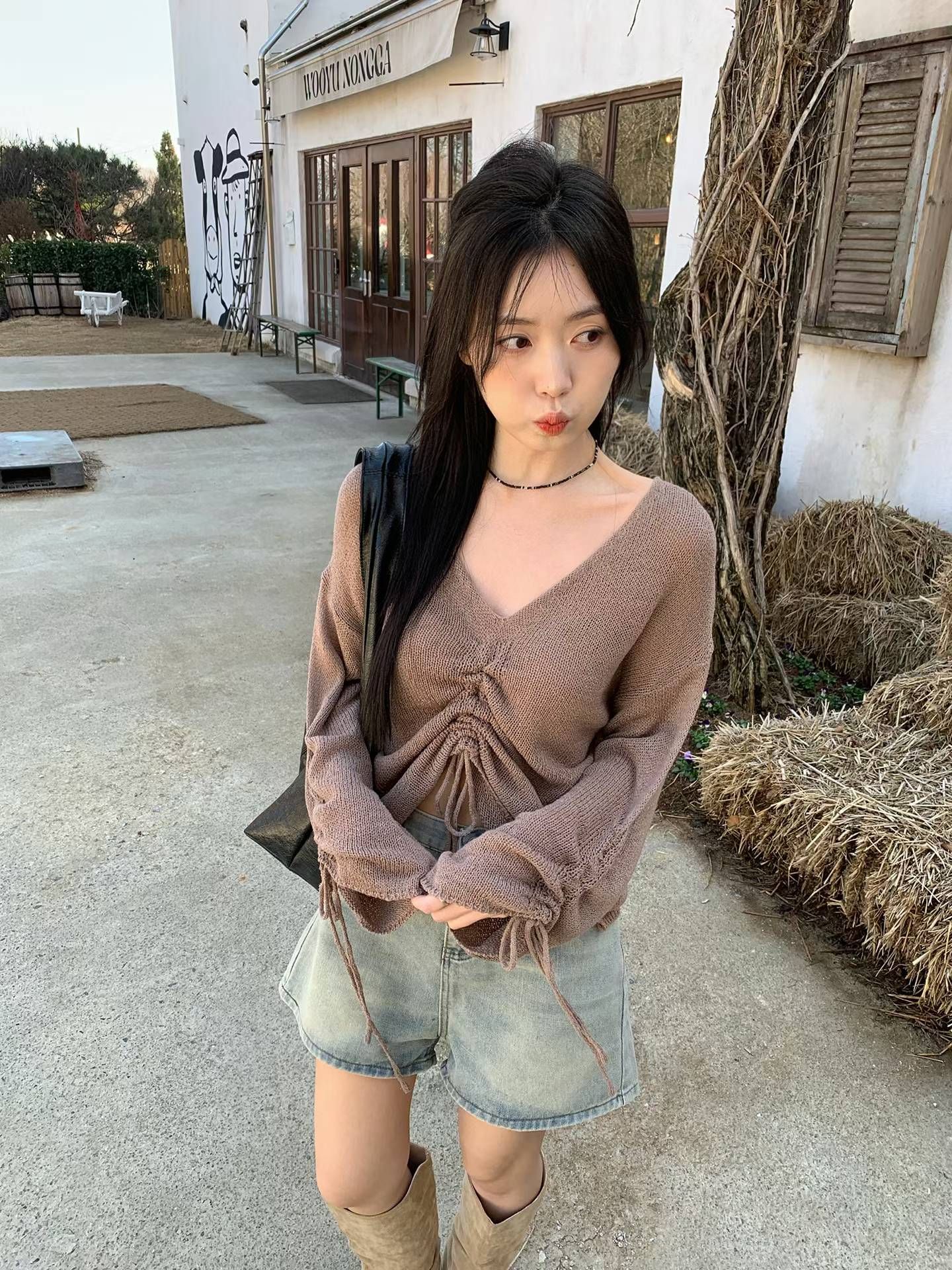 ʏᴜɴᴀ’s ·正韓代購🇰🇷霧光綁影🥨抽繩垂墜針織長袖上衣