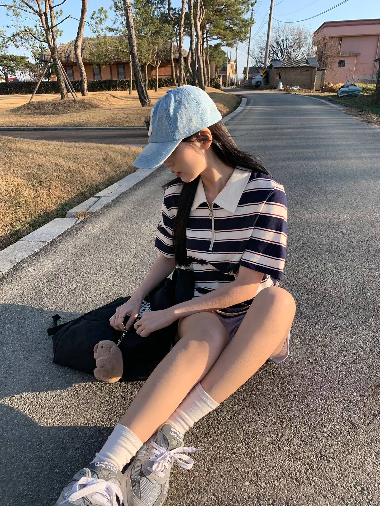 ʏᴜɴᴀ’s ·正韓代購🇰🇷日光漫步🌼復古條紋翻領純棉短袖上衣