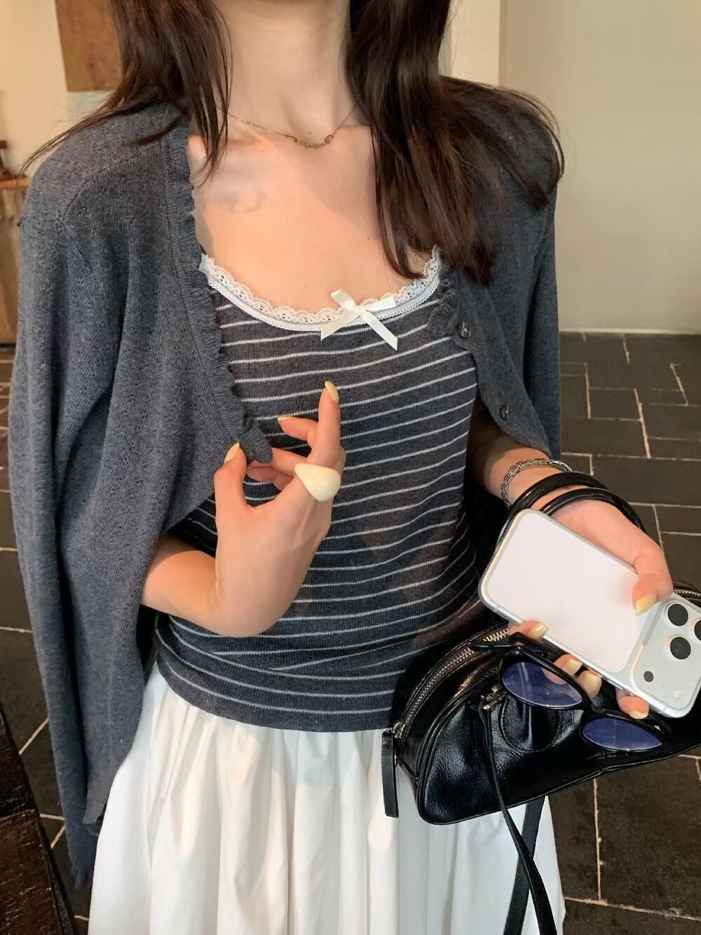 ʏᴜɴᴀ’s ·正韓代購🇰🇷柔光細語🪞溫柔針織條紋兩件式長袖上衣set