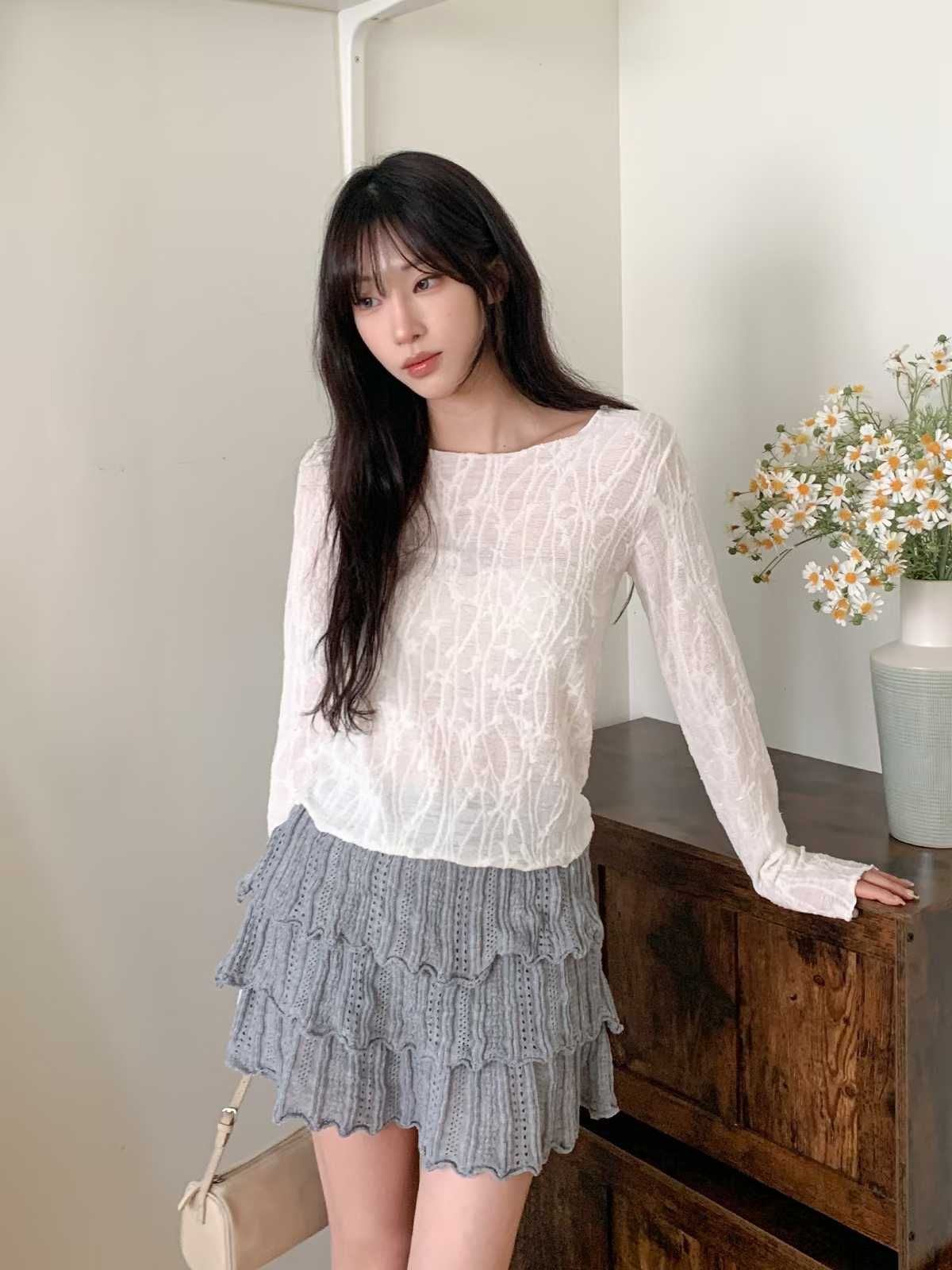 🏷ʏᴜɴᴀ’s ·正韓代購🇰🇷輕紋微透🫧微透輕薄長袖上衣