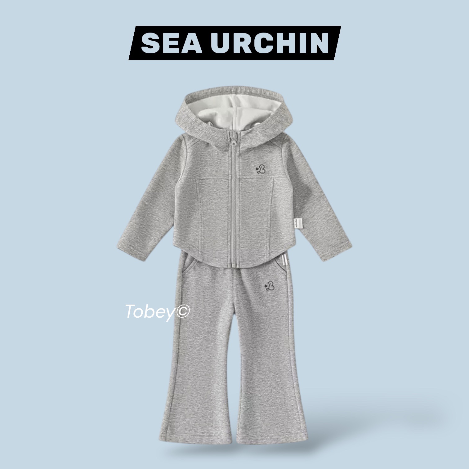 海膽寶寶Tobey// 女孩修身連帽+啦叭褲 休閒套裝 兩件組🩵