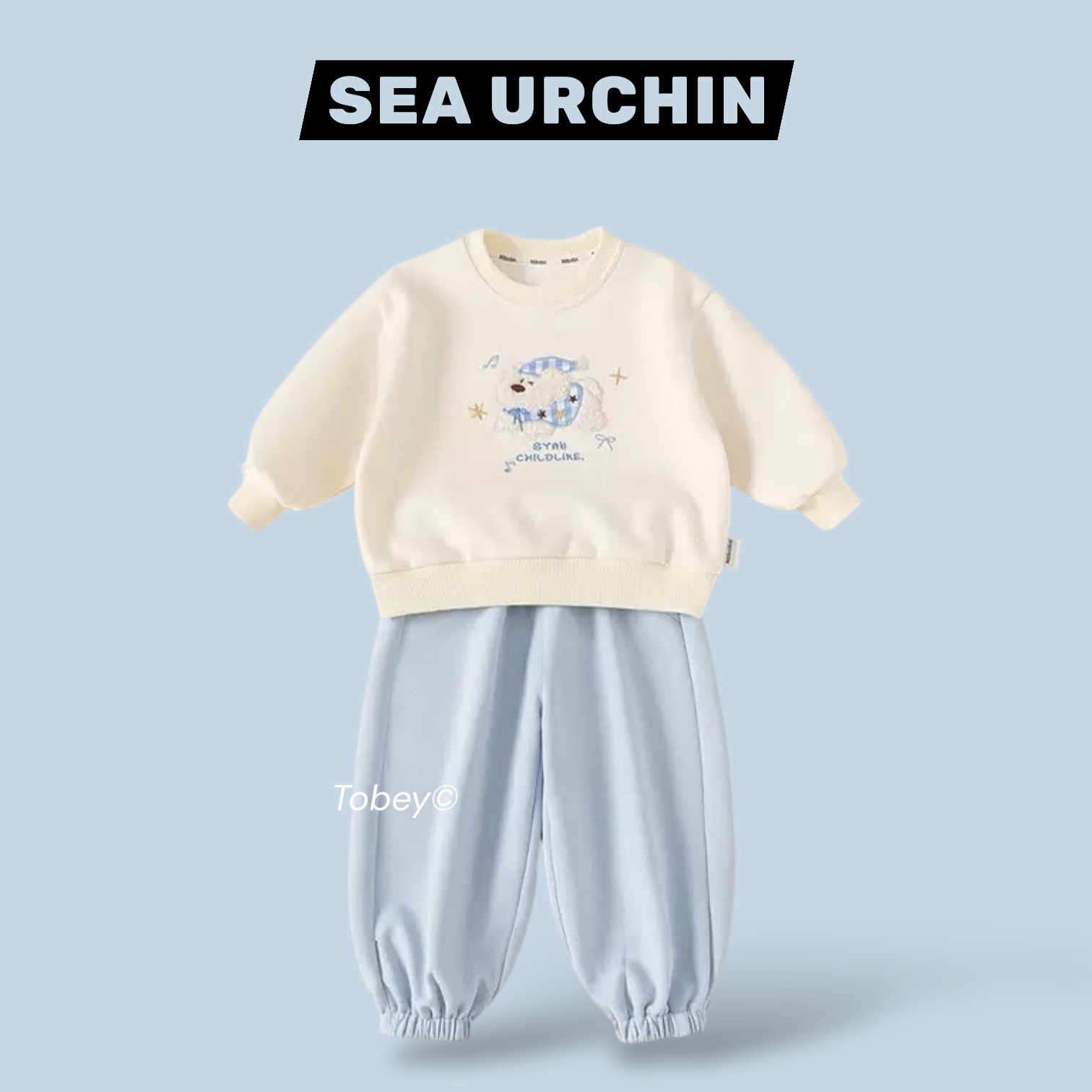 海膽寶寶Tobey// 休閒風 紅色系小熊/藍色系小熊 運動套裝 兩件組