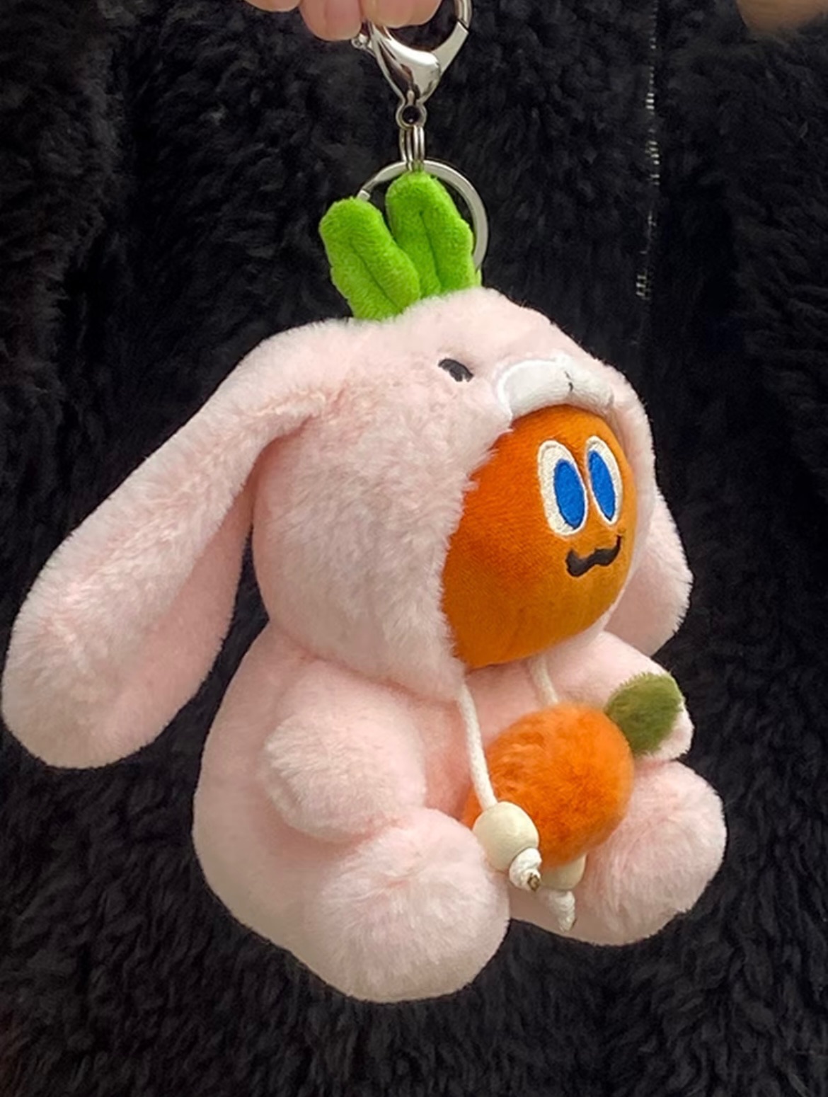 【預售】【4月出貨】粉色垂耳兔連體娃衣10cm