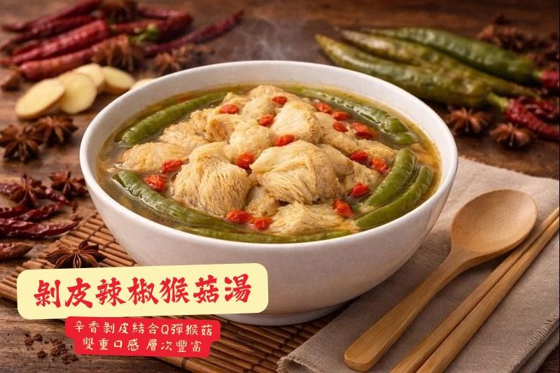 剝皮辣椒猴菇湯500g