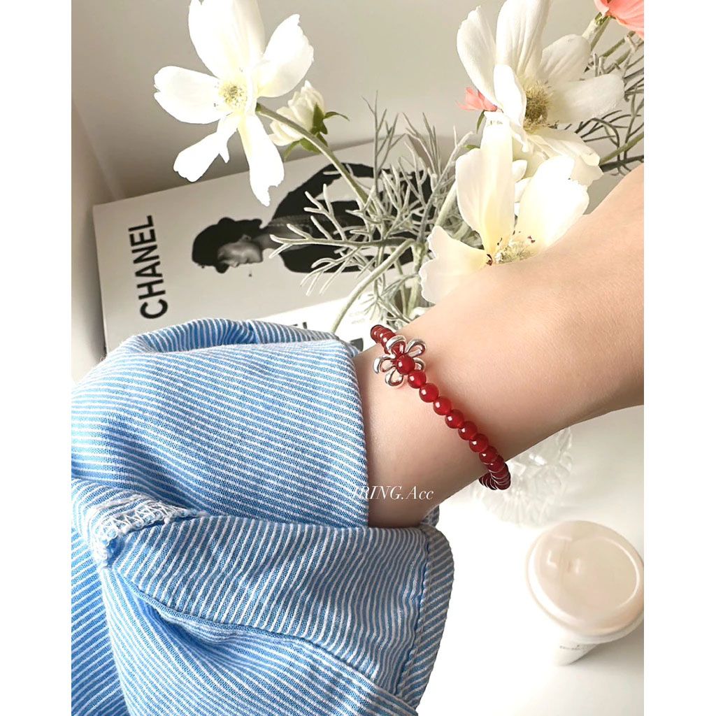 JRING ▪︎ 韓國氣質純銀花花紅瑪瑙手鍊