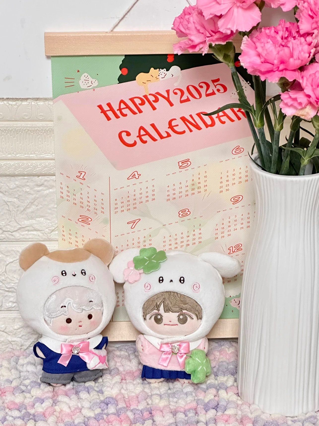 【現貨】春遊系列：幸運小白🍀純情小倉🐹娃衣頭套10cm
