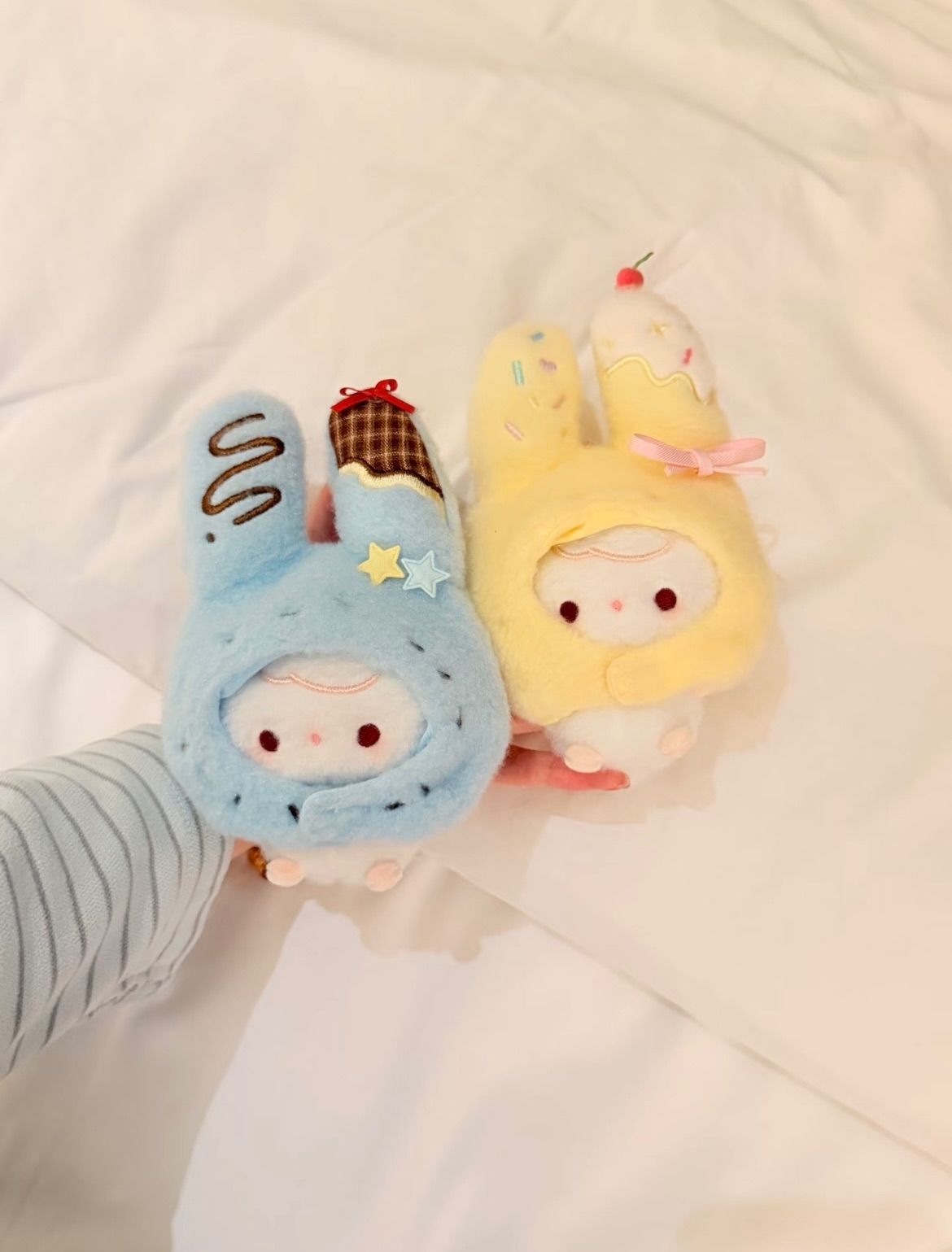 【現貨】絨絨罐頭原創✨甜品兔兔頭套10cm🐰💛🩵