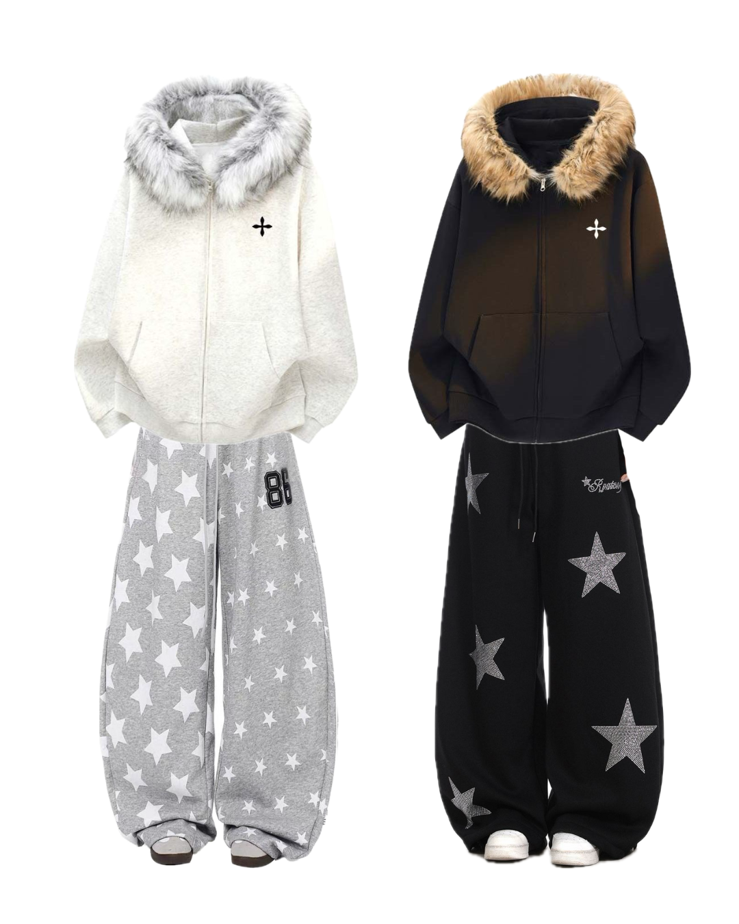 毛毛領滾邊外套（搭配的褲子在最上方）