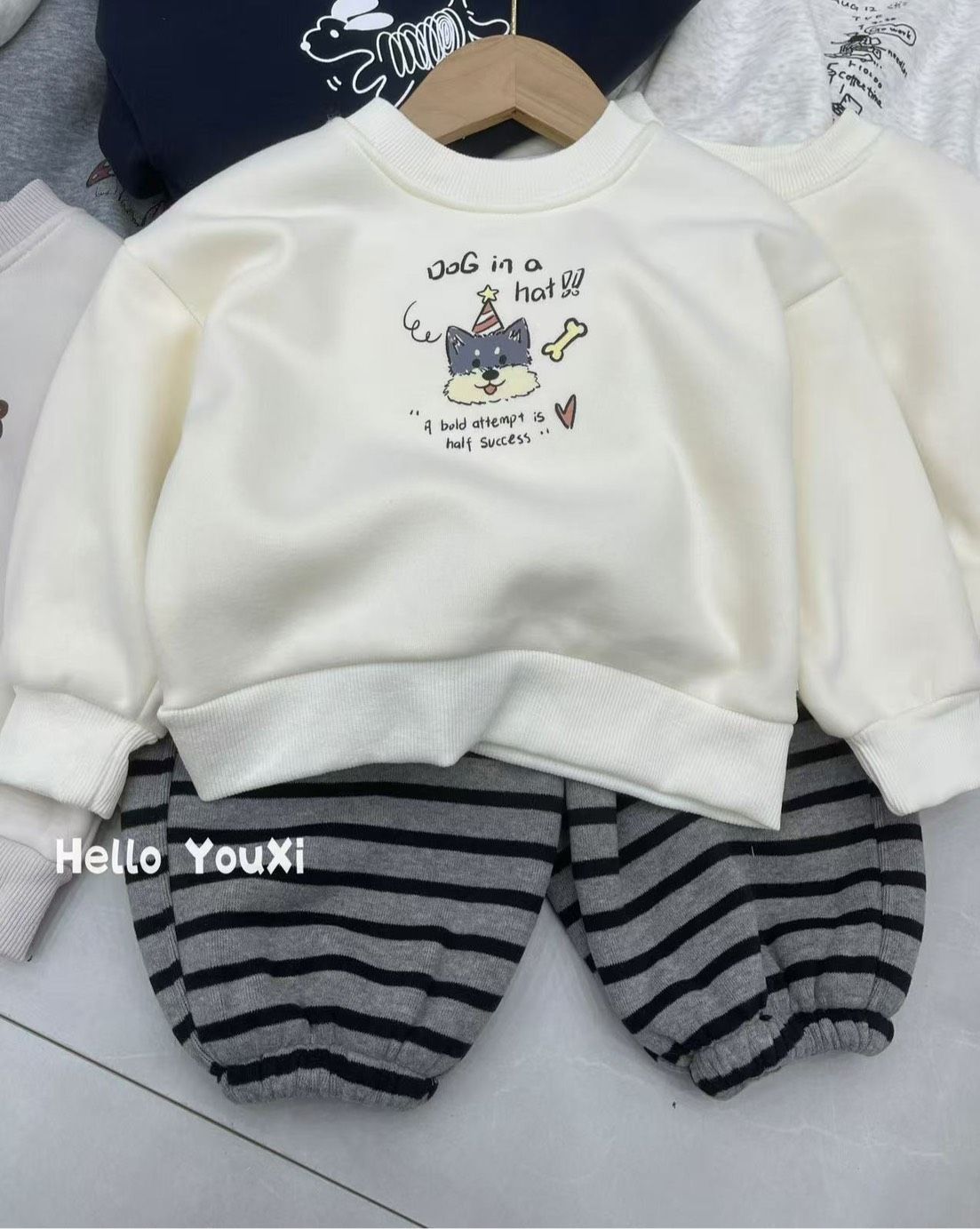 N13韓風刷毛大學T