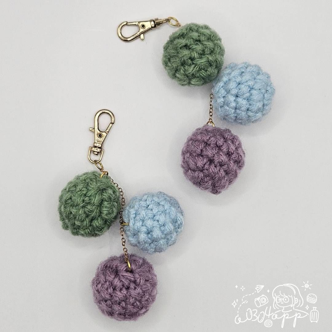 多色球球手作編織吊飾｜三連球鑰匙圈｜簡約療癒掛飾｜包包鑰匙配件