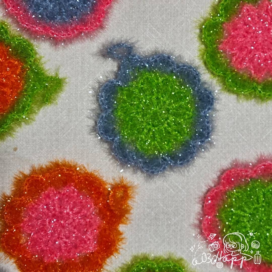 手作鉤織花花菜瓜布｜彩色花朵洗碗布｜環保清潔刷