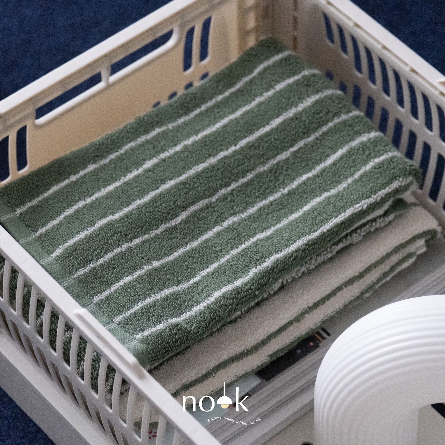 （現貨）【韓系綠色條紋加厚毛巾】加厚款 吸水力強 長髮救星