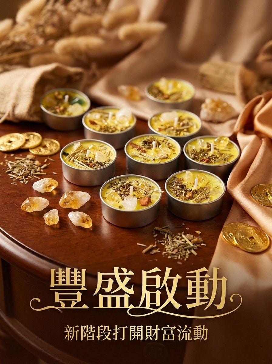 那個女孩｜【招財能量蠟燭  豐盛啟動】茶蠟.蠟燭.能量蠟燭、魔法蠟燭、顯化蠟燭、開運蠟燭