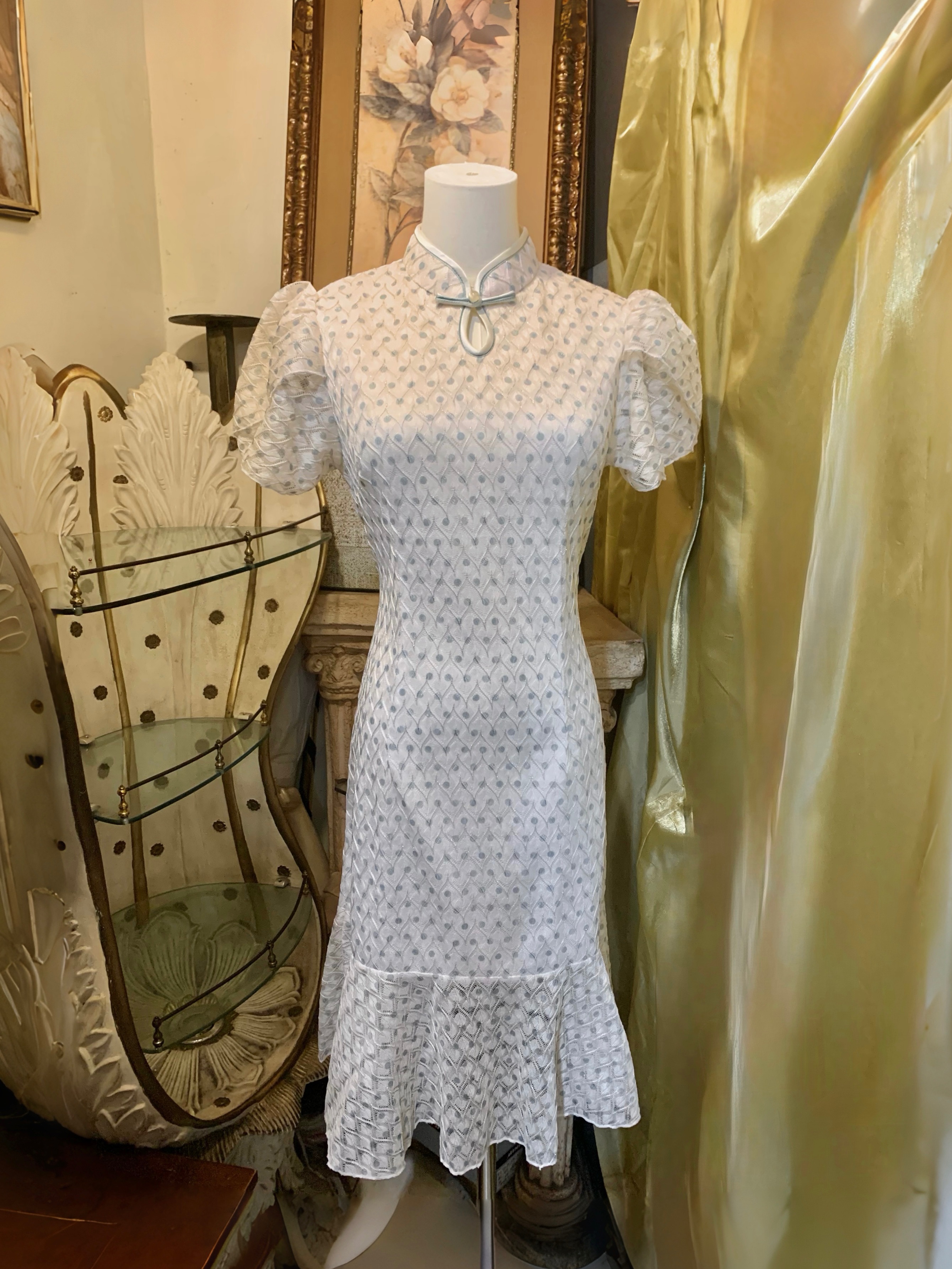 銀蔥蕾絲旗袍洋裝