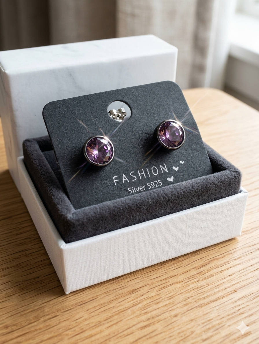 純銀紫水晶耳環 ~ Sterling Silver Amethyst Earrings