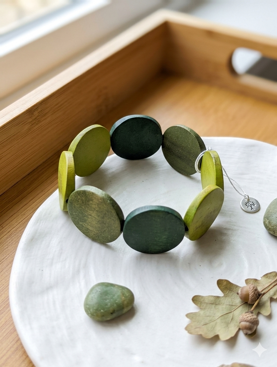 漸層木質圓盤手鍊 ~ Gradient wooden disc bracelet