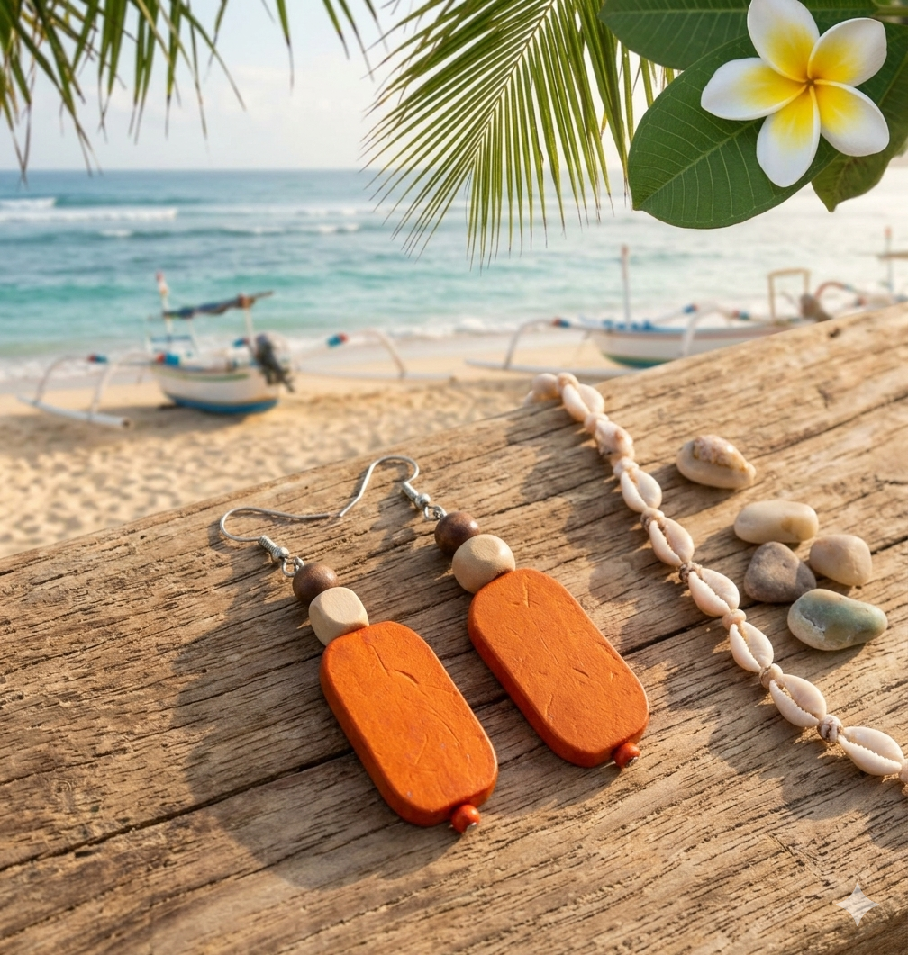 木質菱形耳環 ~ Wooden Lozenge Earrings
