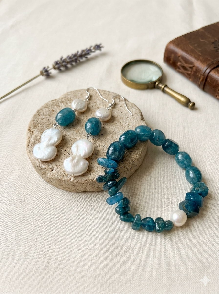 復古珍珠與磷灰石套裝 ~ Vintage Pearl ＆ Apatite Set