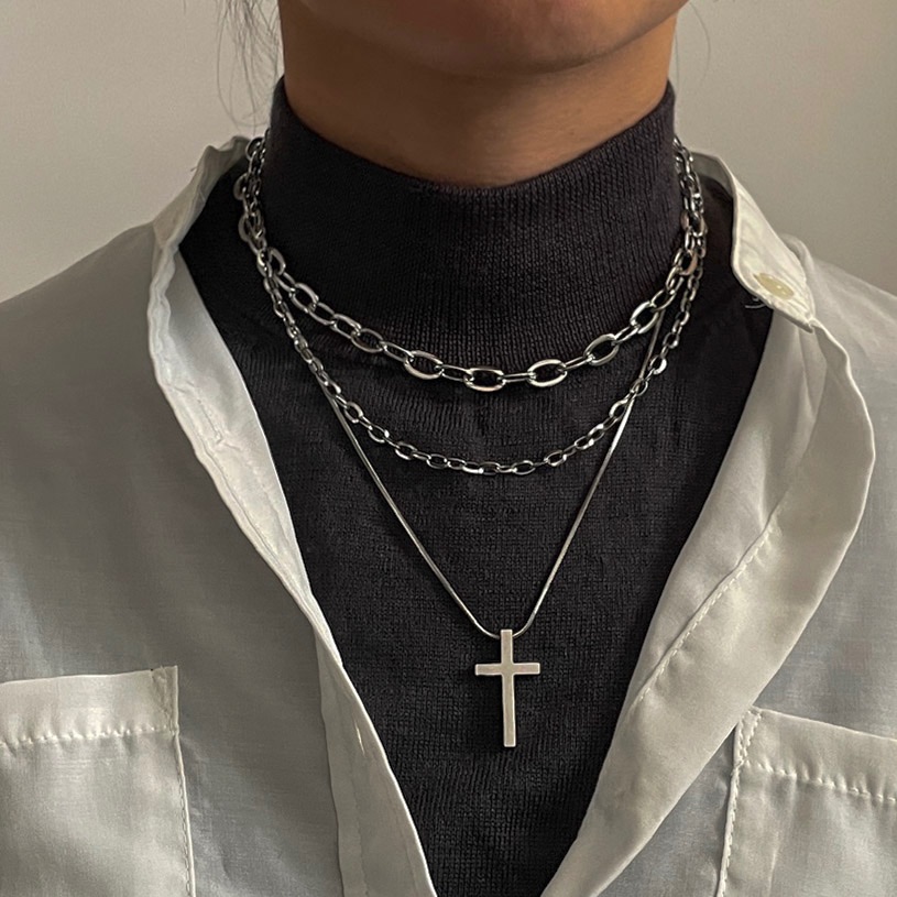 path｜不鏽鋼十字架項鍊 兩件組
