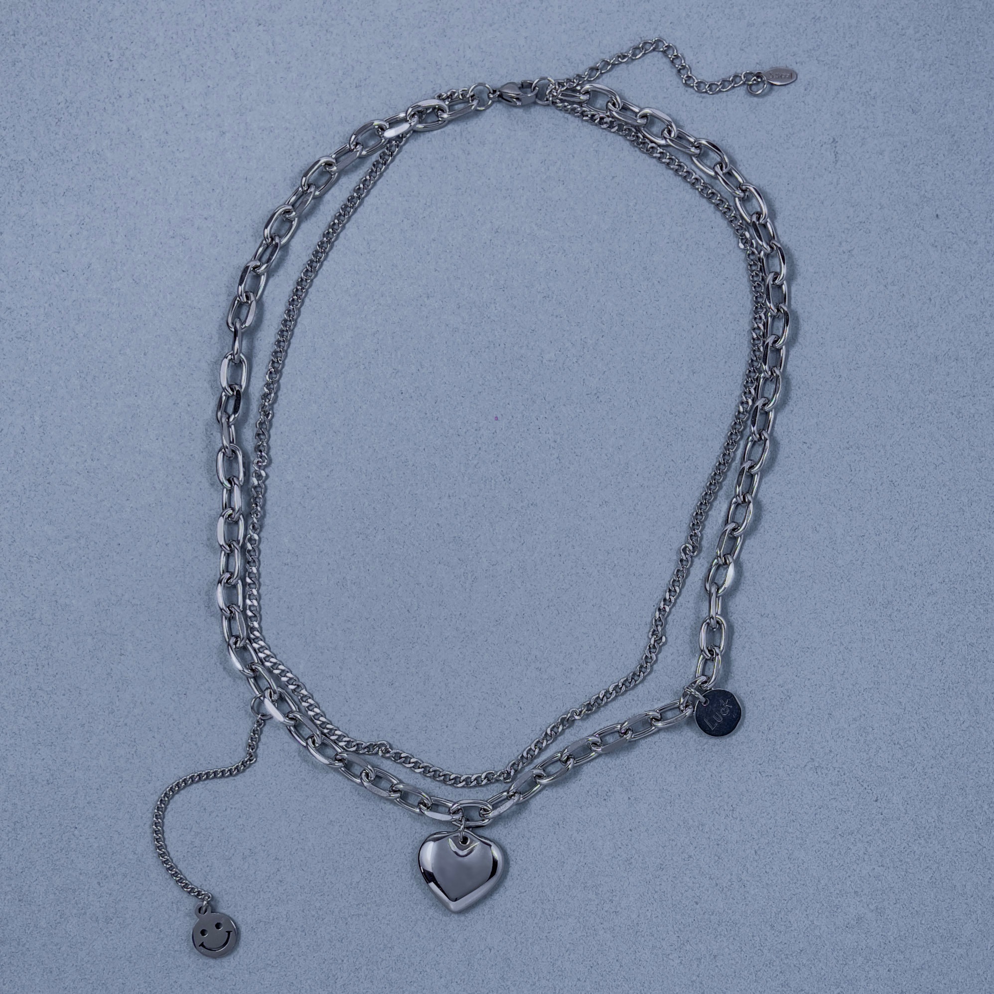 path｜多層次愛心不鏽鋼項鍊