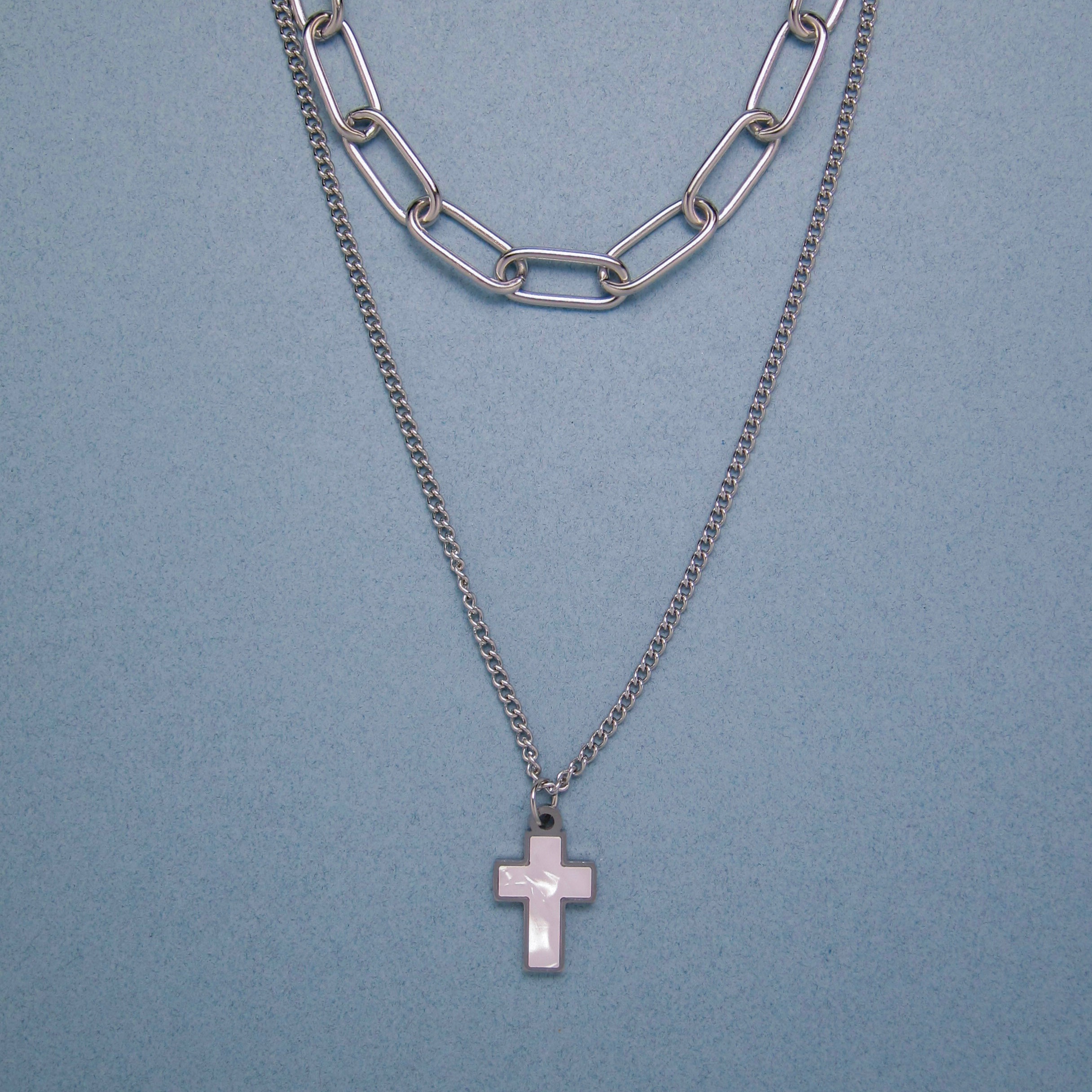 path｜多層次不鏽鋼十字架項鍊