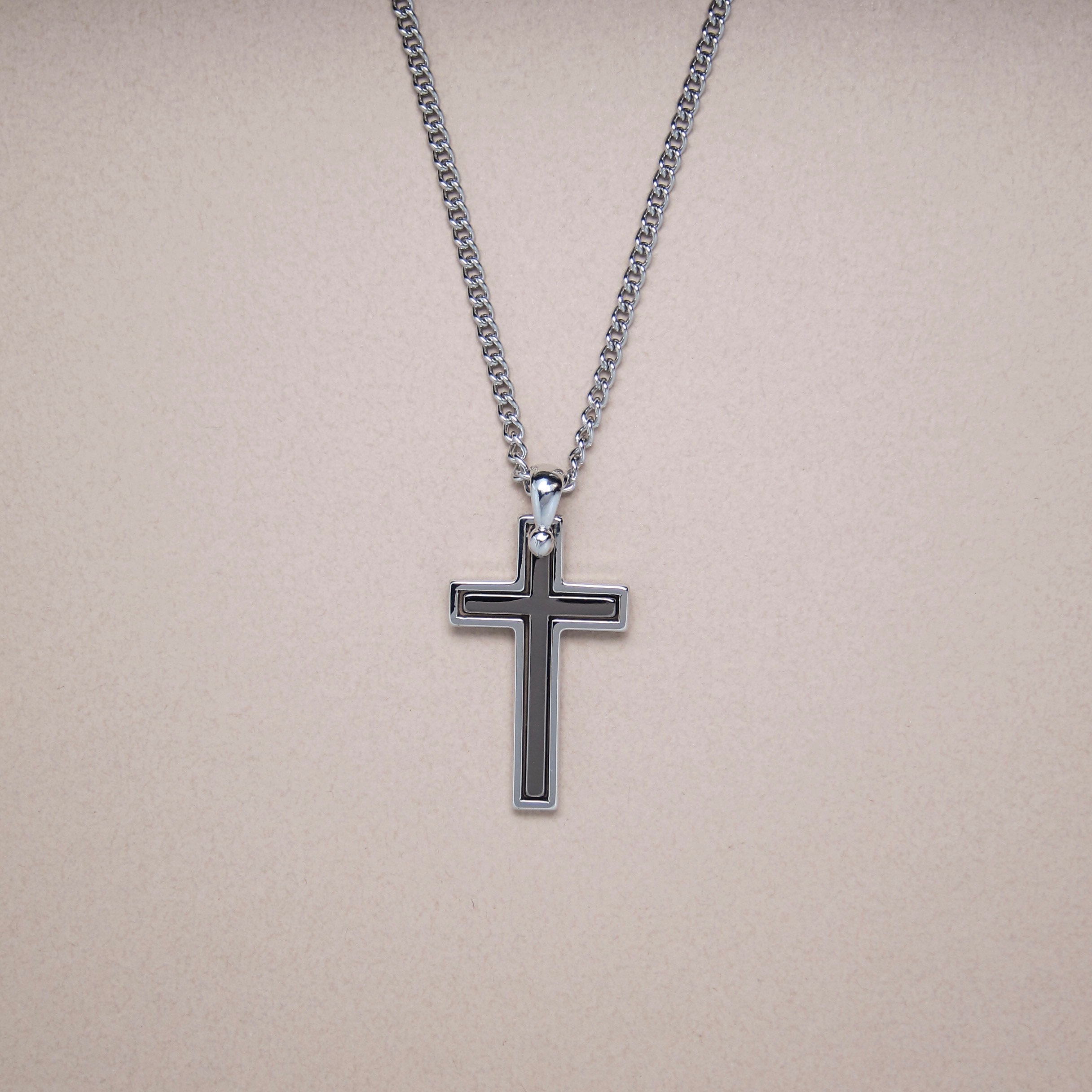 grace｜雙層解構不鏽鋼十字項鍊