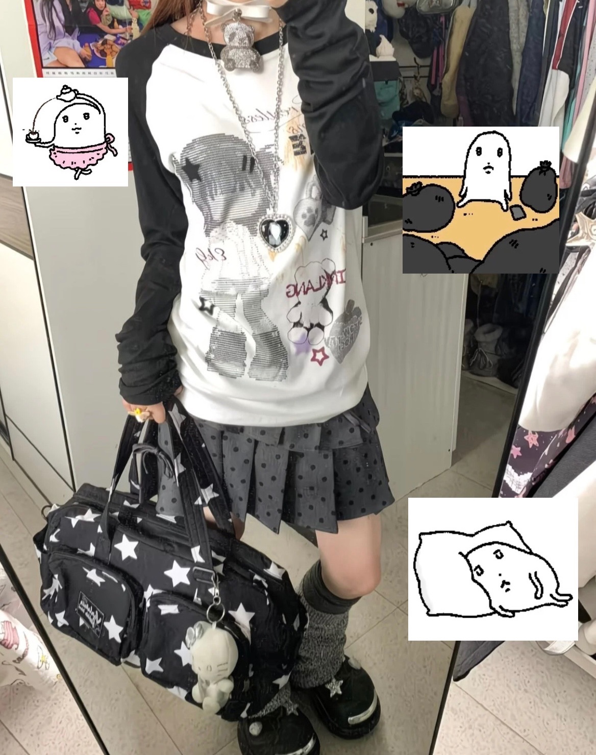 插肩印花上衣（^з^）-☆