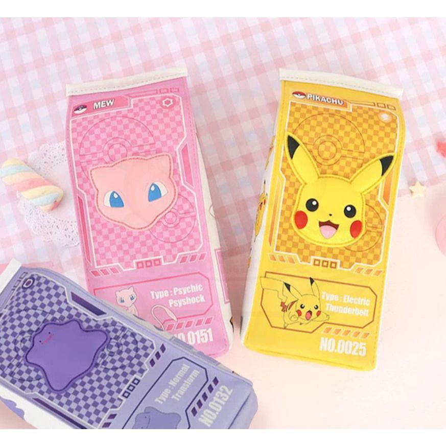 韓國正版授權神奇寶貝 精靈寶可夢Pokemon 皮卡丘 夢幻 百變怪 牛奶盒造型鉛筆盒 文具盒 收納袋 化妝包