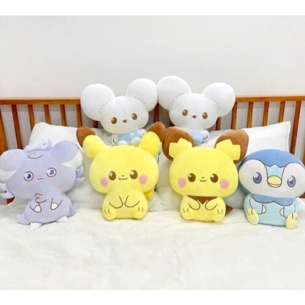 韓國正版授權神奇寶貝 精靈寶可夢Pokemon 波加曼 皮卡丘 皮丘 妙喵 一對鼠 玩偶 娃娃 扁扁抱枕 30公分高