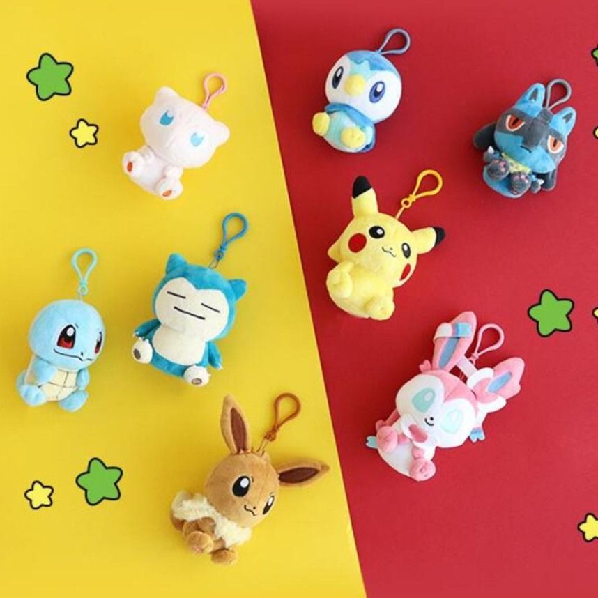 韓國正版授權 精靈寶可夢Pokemon 皮卡丘/卡比獸/仙子伊布/伊布/路卡利歐/波加曼/傑尼龜-大頭娃娃吊飾 12公分