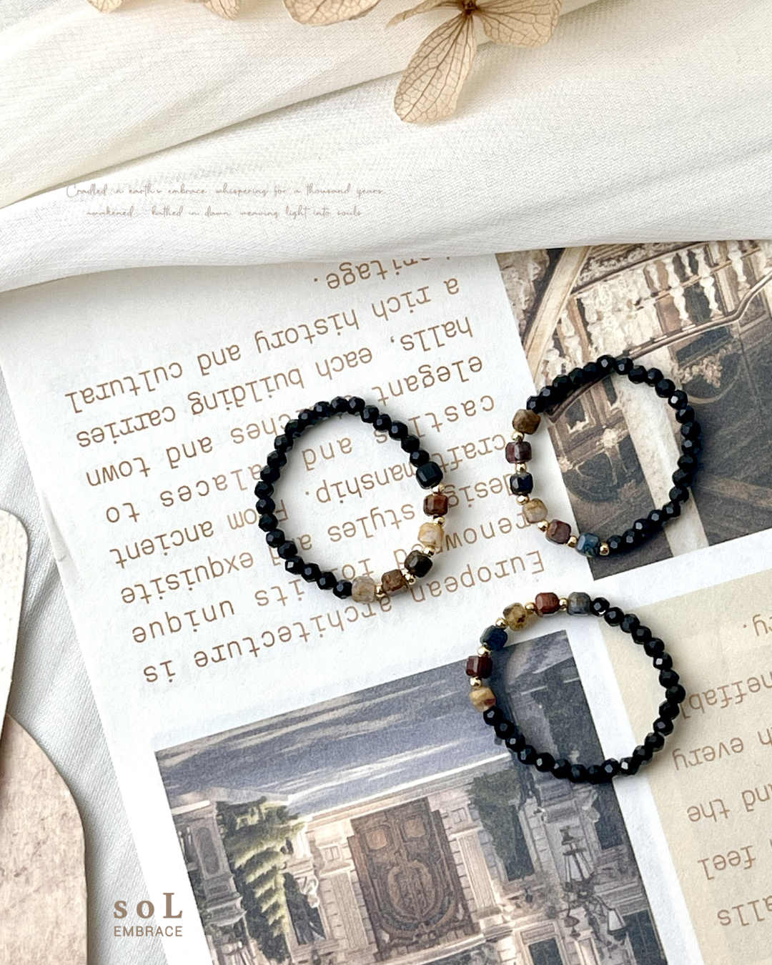 【微燼】彼得石與黑尖晶石 14K包金極細線戒