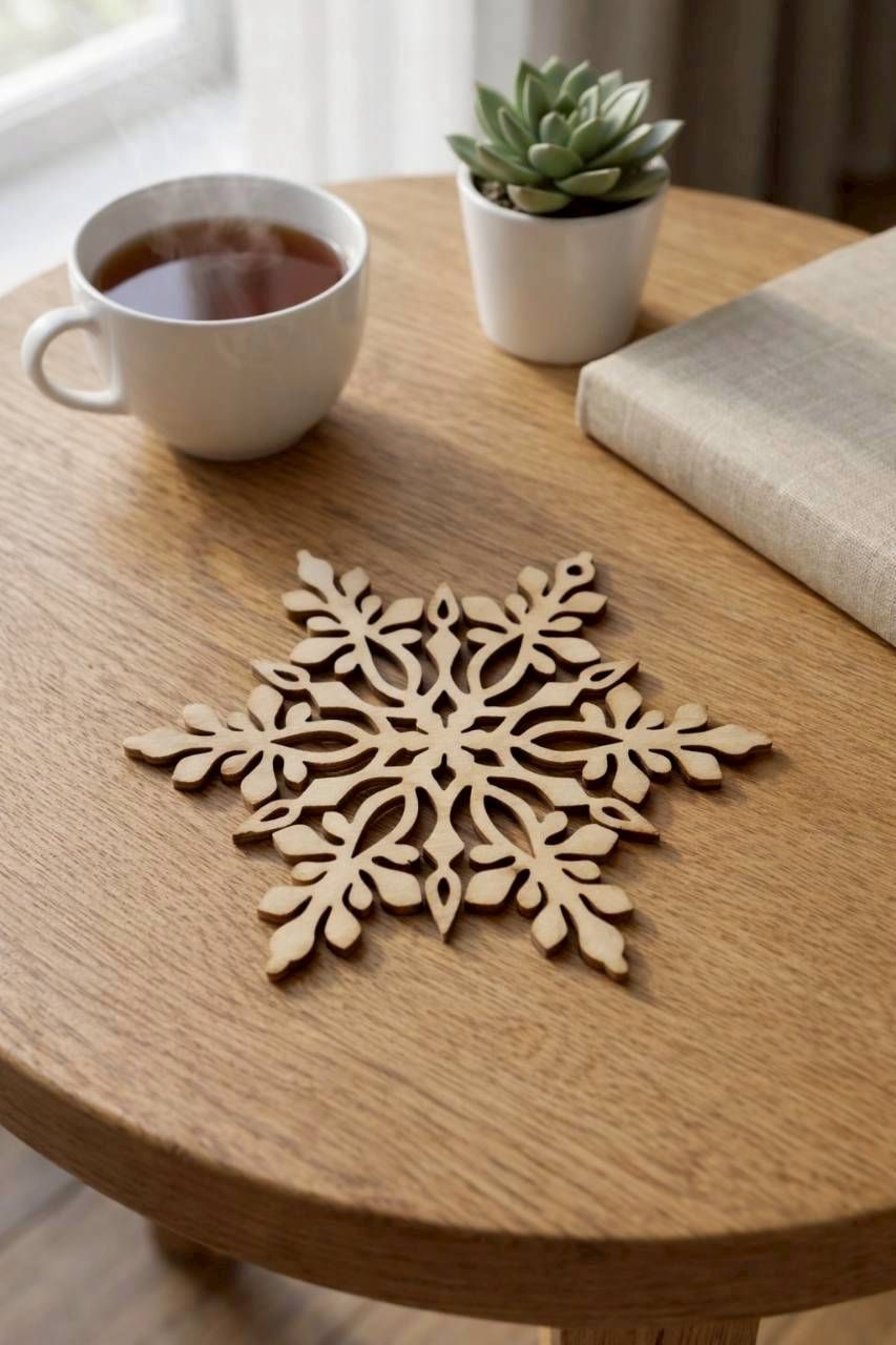 木質雪花杯墊