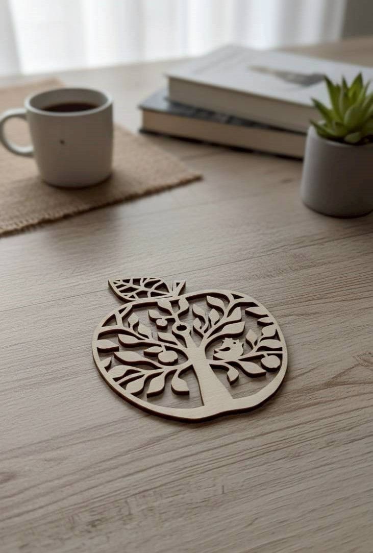 木質蘋果樹杯墊