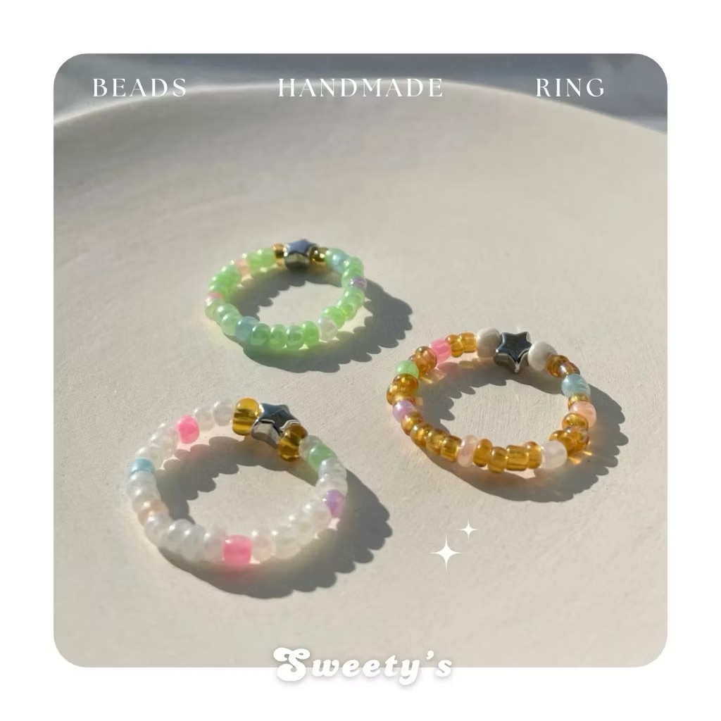 𝓢𝔀𝓮𝓮𝓽𝔂′𝓼 手工串珠戒指｜聖誕星星